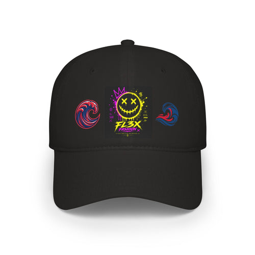 Low Profile Baseball Cap — Neon Grin Streetwear Hat with 'FL3X' Graphic