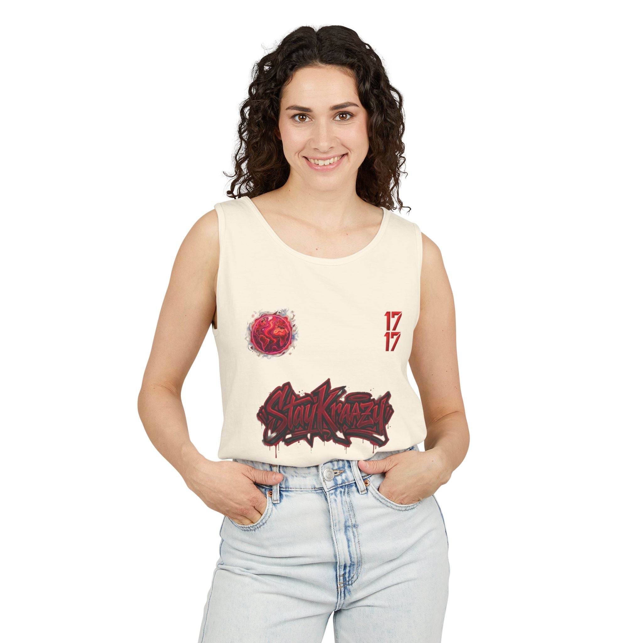 Red Planet Graphic Tank Top — '17/17' Streetwear Planet Design