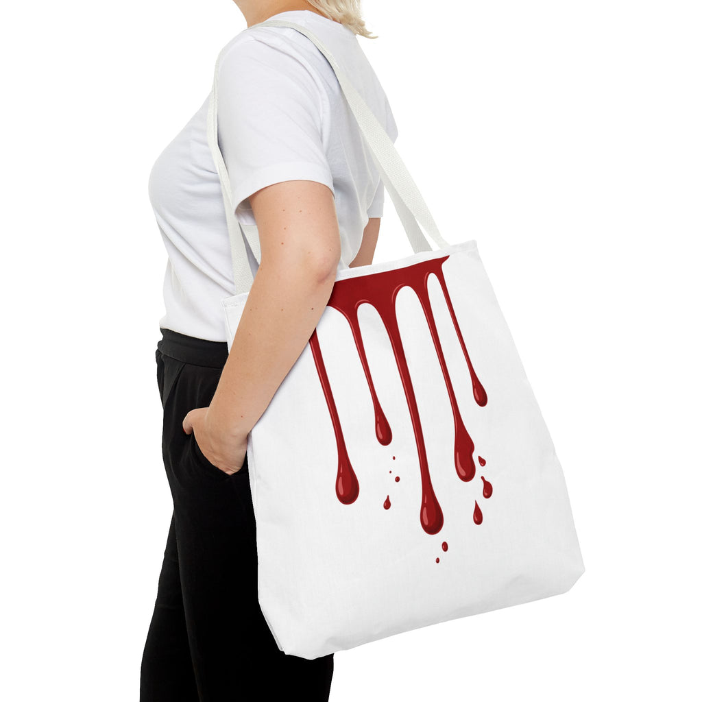Dripping Blood Graphic Tote Bag — Red Horror Aesthetic Tote