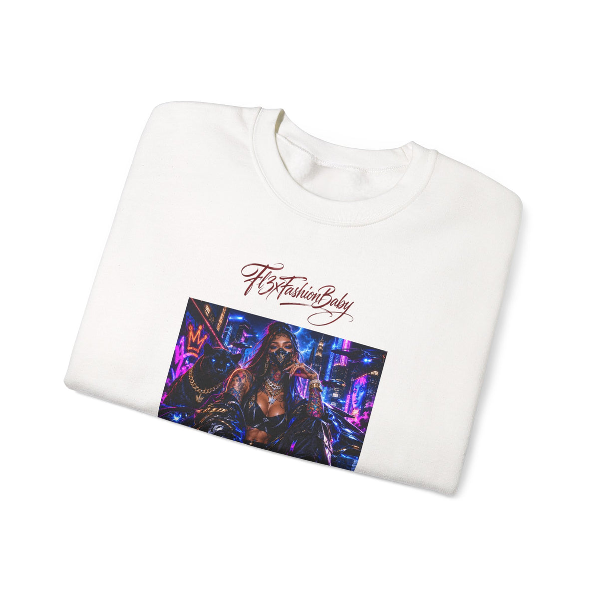 Crewneck Sweatshirt — Futuristic Neon City Graphic