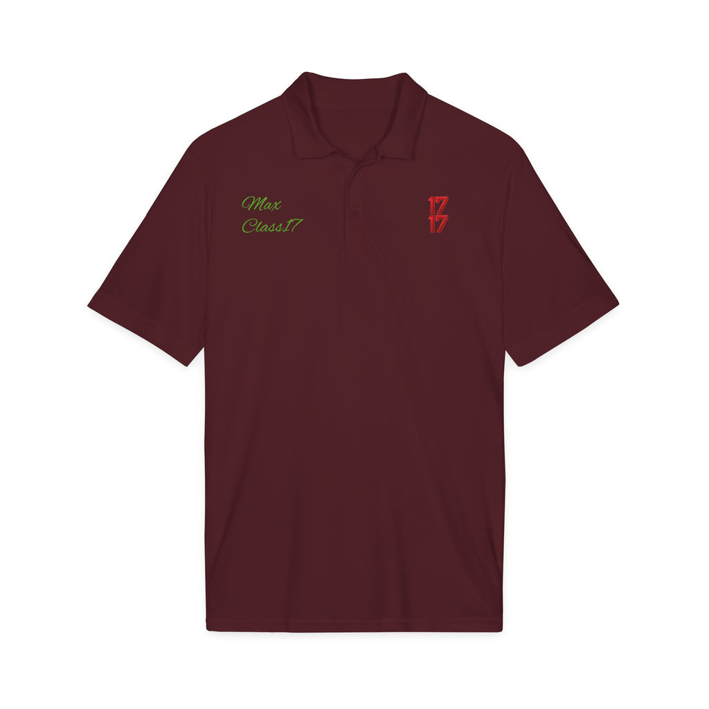 Embroidered 17/17 Polo Shirt with 'Max Crew!!' Accent
