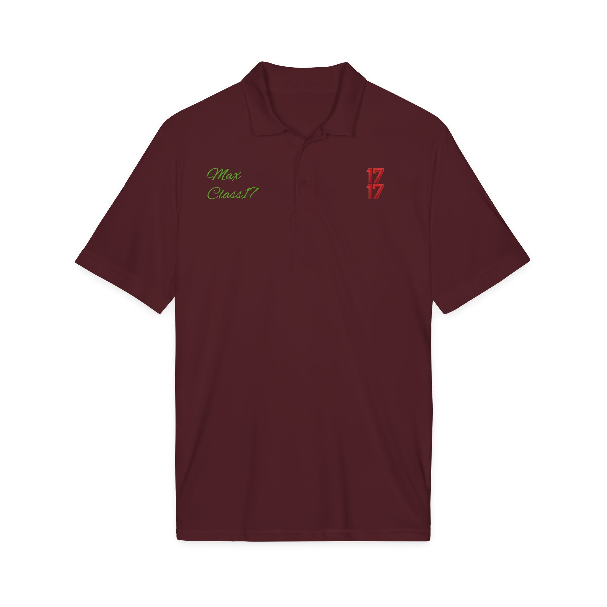 Embroidered 17/17 Polo Shirt with 'Max Crew!!' Accent