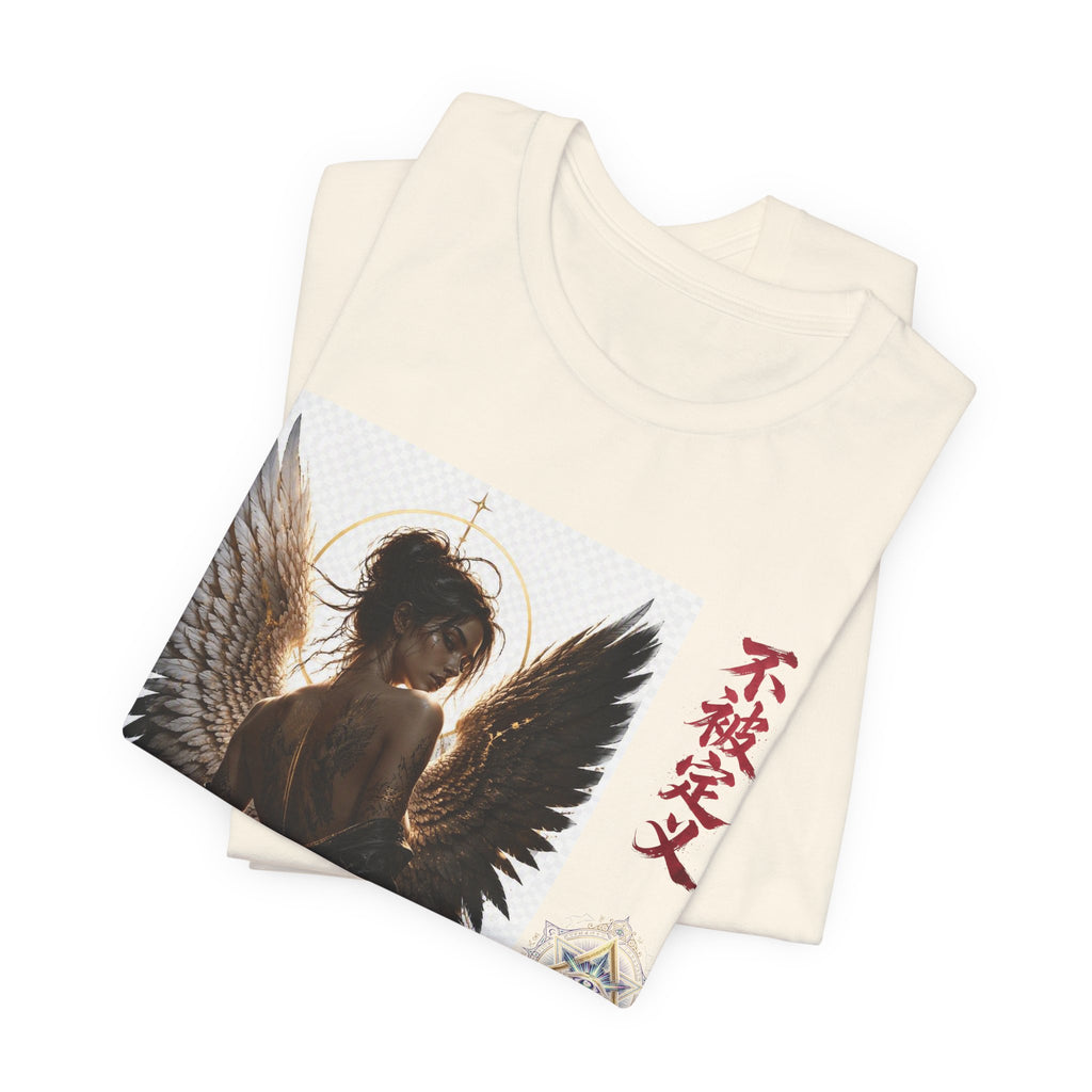 Angel Wings Graphic Tee — '不被定义' Asian-Inspired Dark Angel T-Shirt