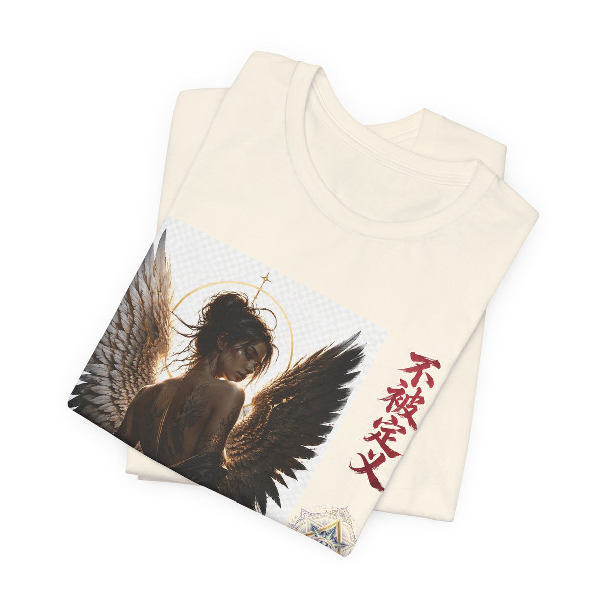 Angel Wings Graphic Tee — '不被定义' Asian-Inspired Dark Angel T-Shirt