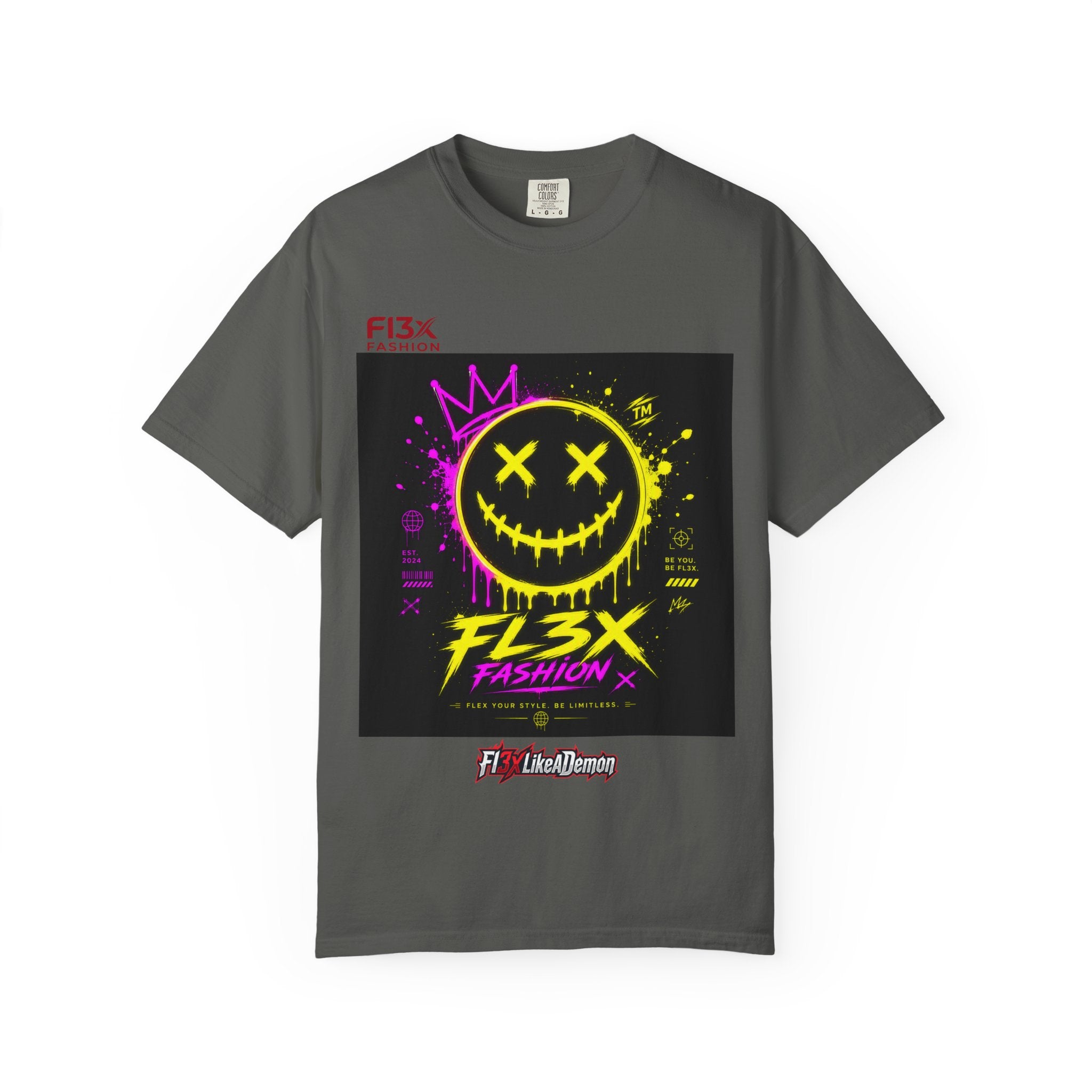 Graphic Tee — Neon Graffiti Smiley "FL3X Fashion"