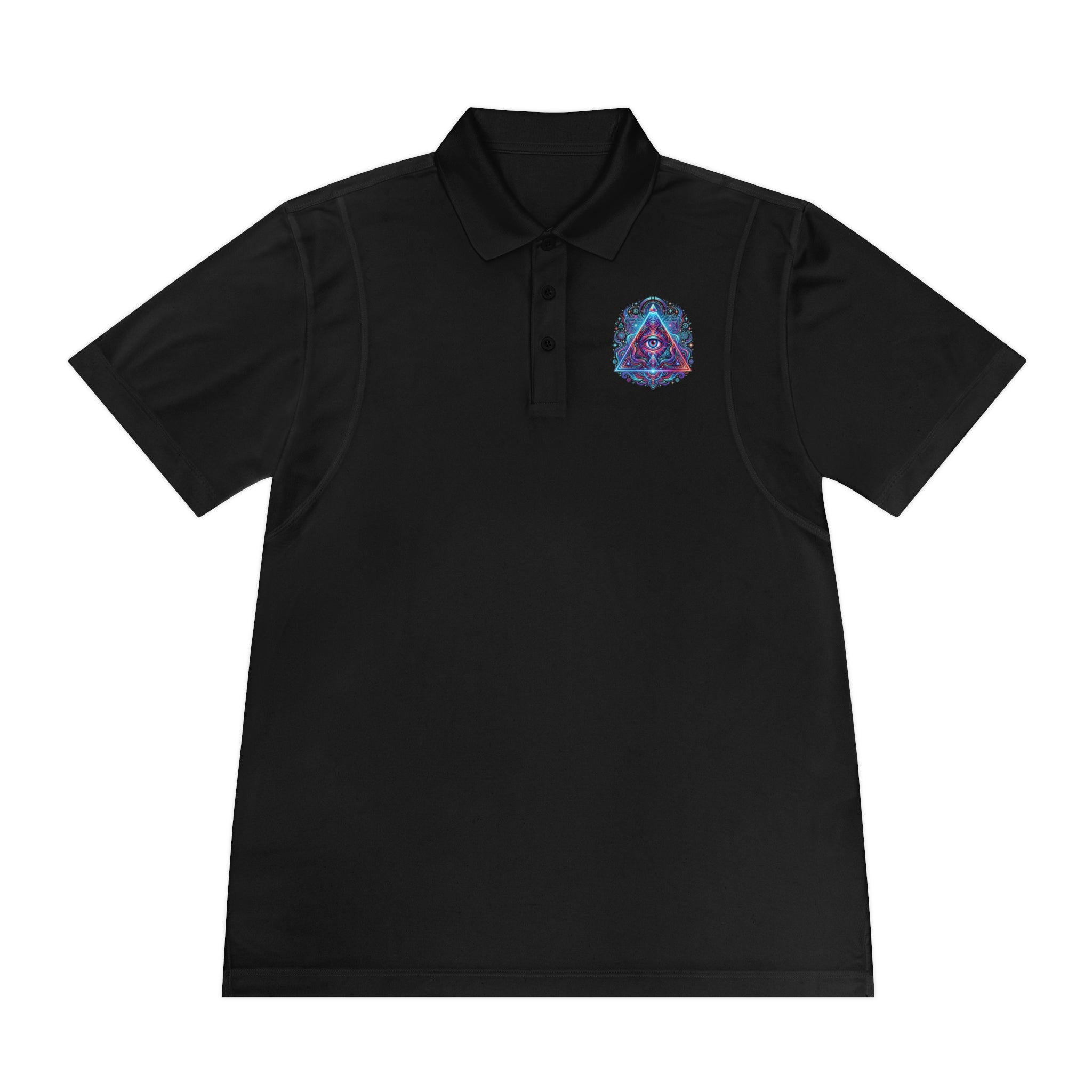 Men's Polo Shirt — Mystic All-Seeing Eye Triangle Design with 17/17 Accent