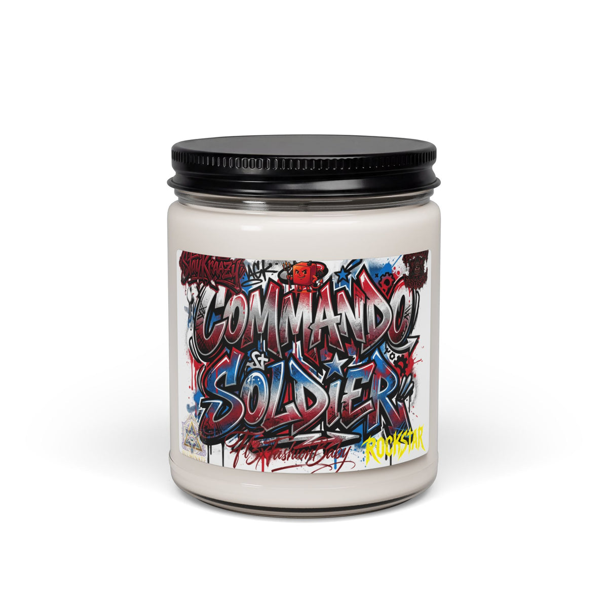 Commando Soldier Graffiti Scented Soy Candle — 9oz Jar
