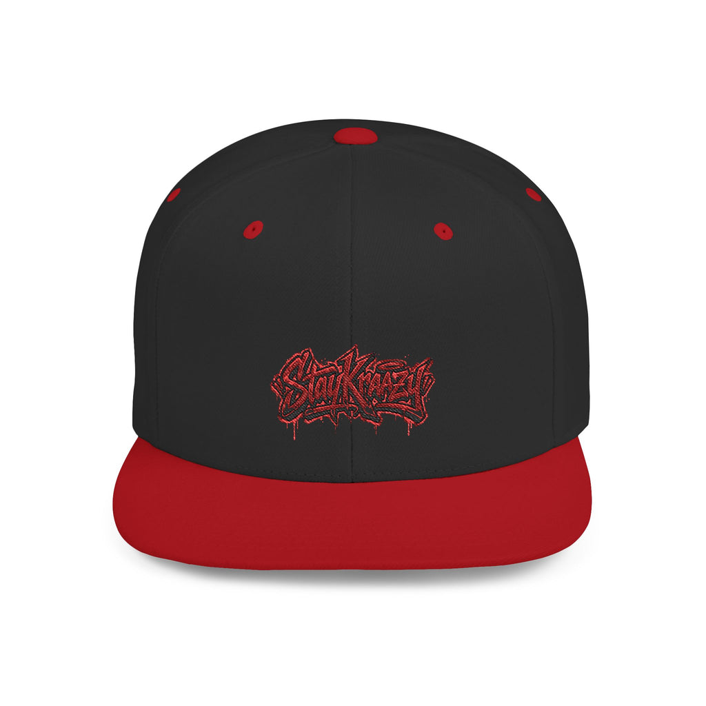 Snapback Hat — Red Graffiti Logo Flat Bill Cap