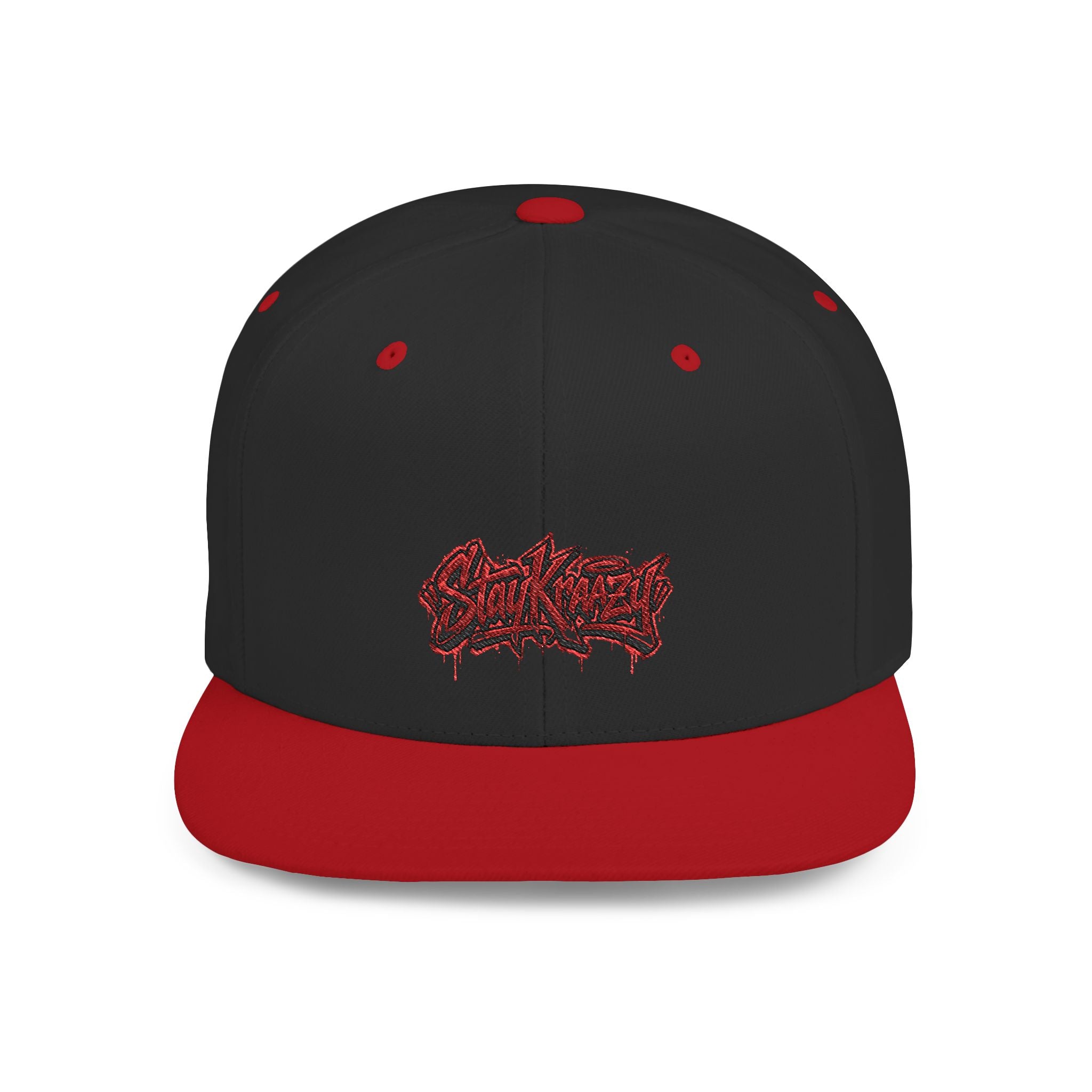 Snapback Hat — Red Graffiti Logo Flat Bill Cap