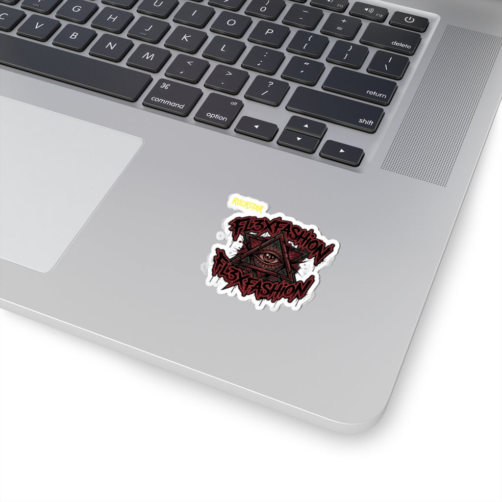 Kiss-Cut Sticker — Gothic Eye Pyramid 'FL3XFASHION' Graphic Sticker (Laptop, Skateboard)