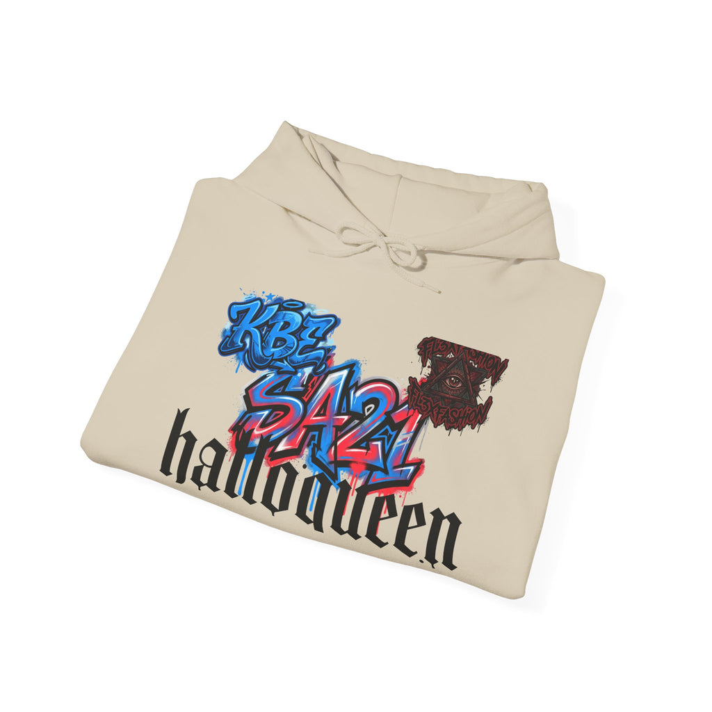 Halloween Graffiti Hoodie — "halloween" Gothic Script with Colorful Street Art