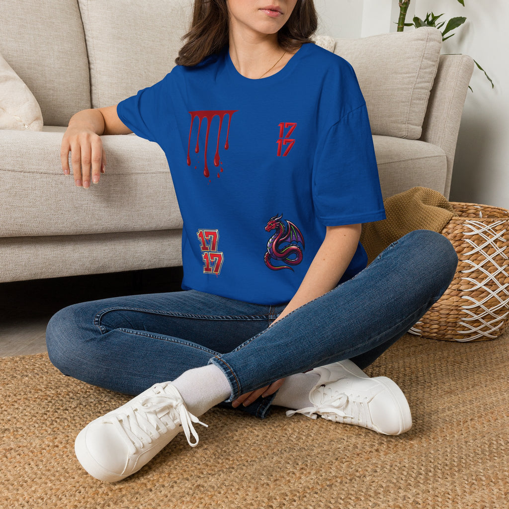 Graphic T-Shirt — Dripping Blood & 17/17 Snake Design