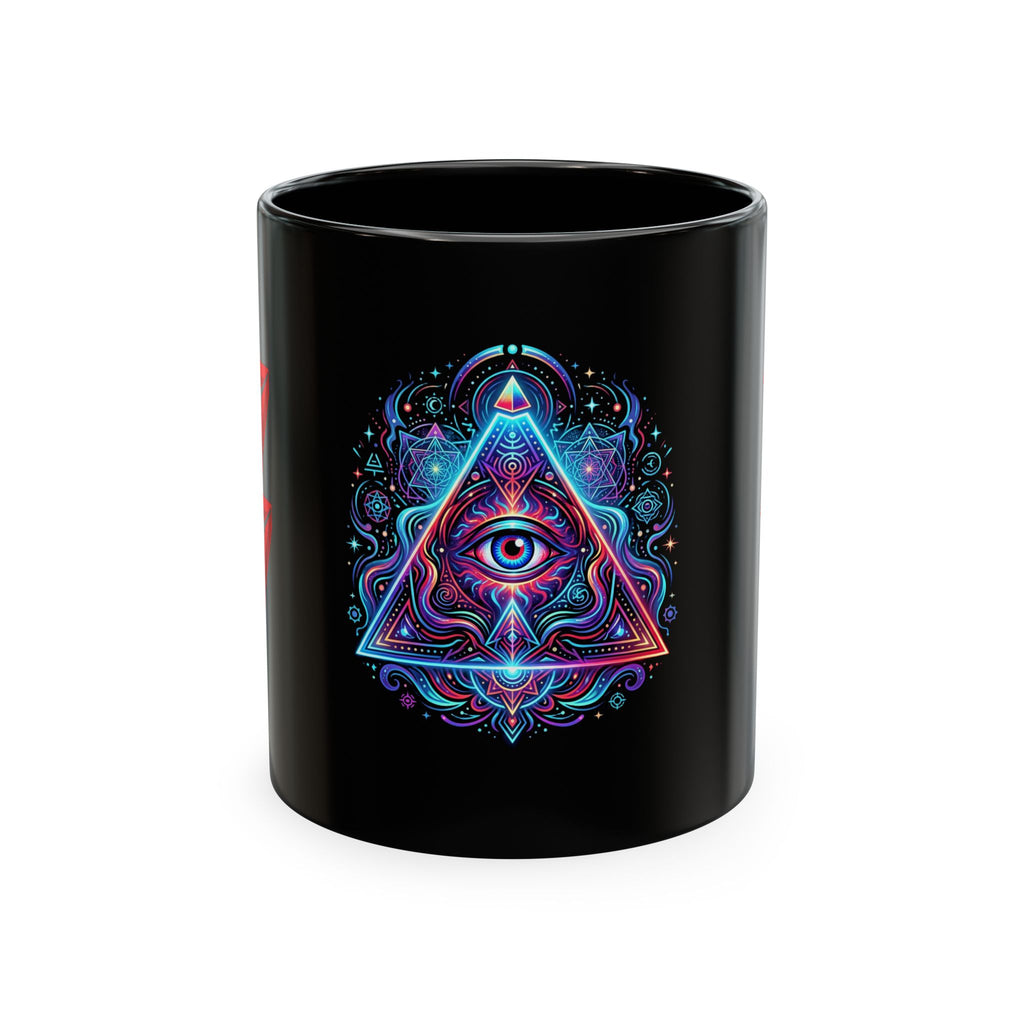 Ceramic Mug — Mystic Third Eye Pyramid Design with 7/17 Red Numerals