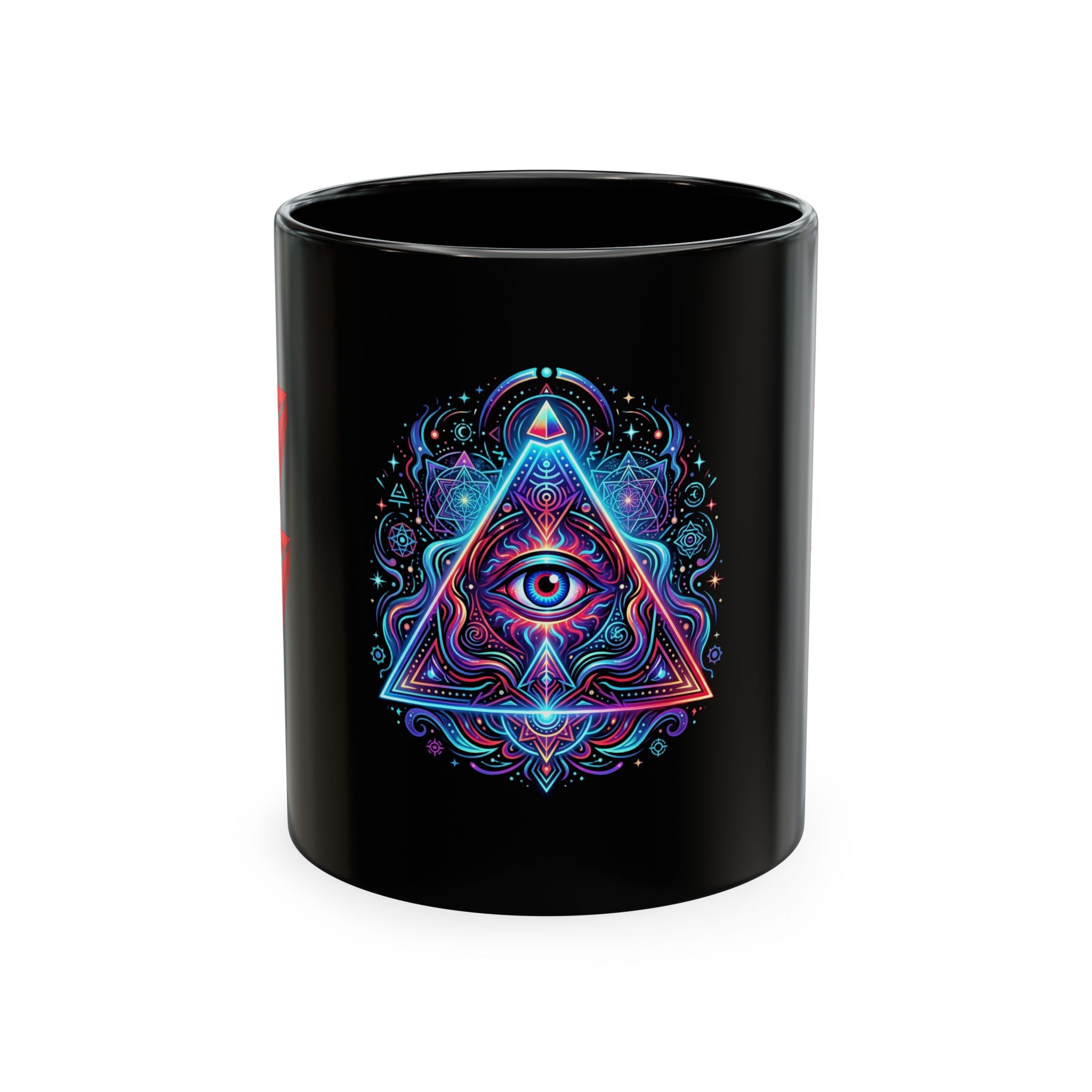 Ceramic Mug — Mystic Third Eye Pyramid Design with 7/17 Red Numerals