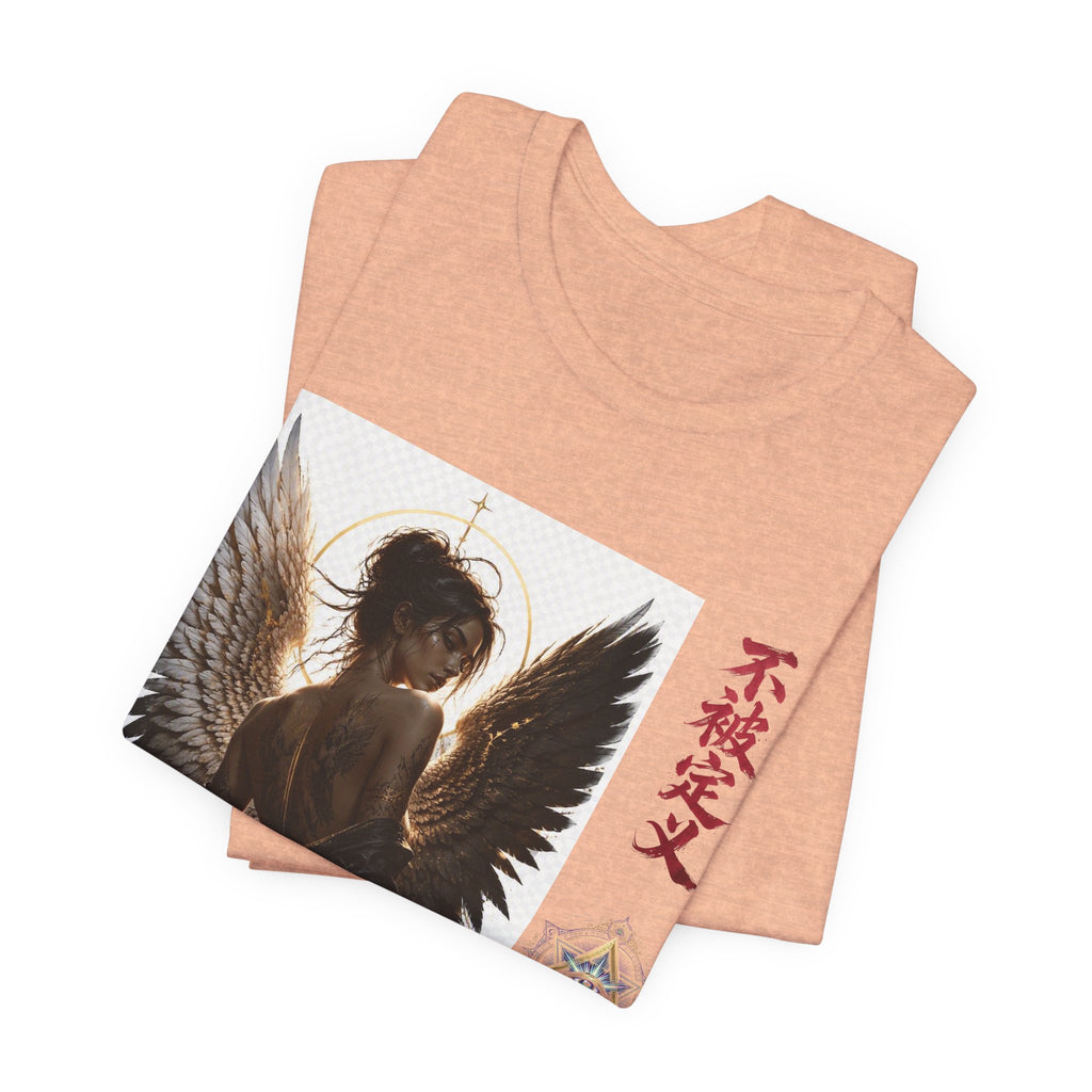 Angel Wings Graphic Tee — '不被定义' Asian-Inspired Dark Angel T-Shirt