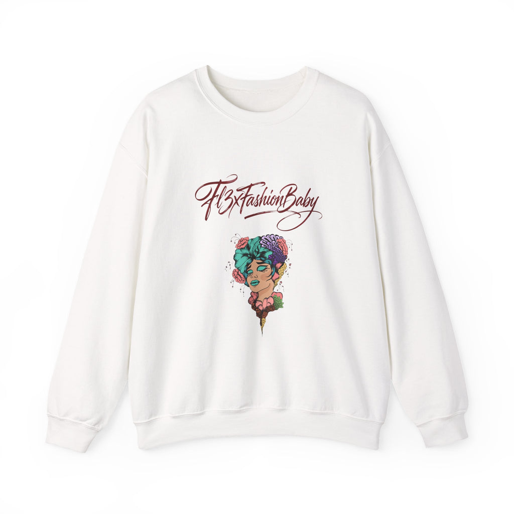 Crewneck Sweatshirt — "FitFashionBaby" Floral Afro Portrait