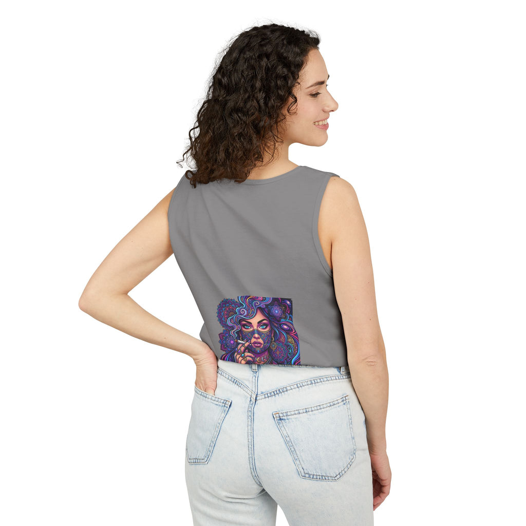 Graphic Tank Top - Colorful Cosmic Woman Illustration