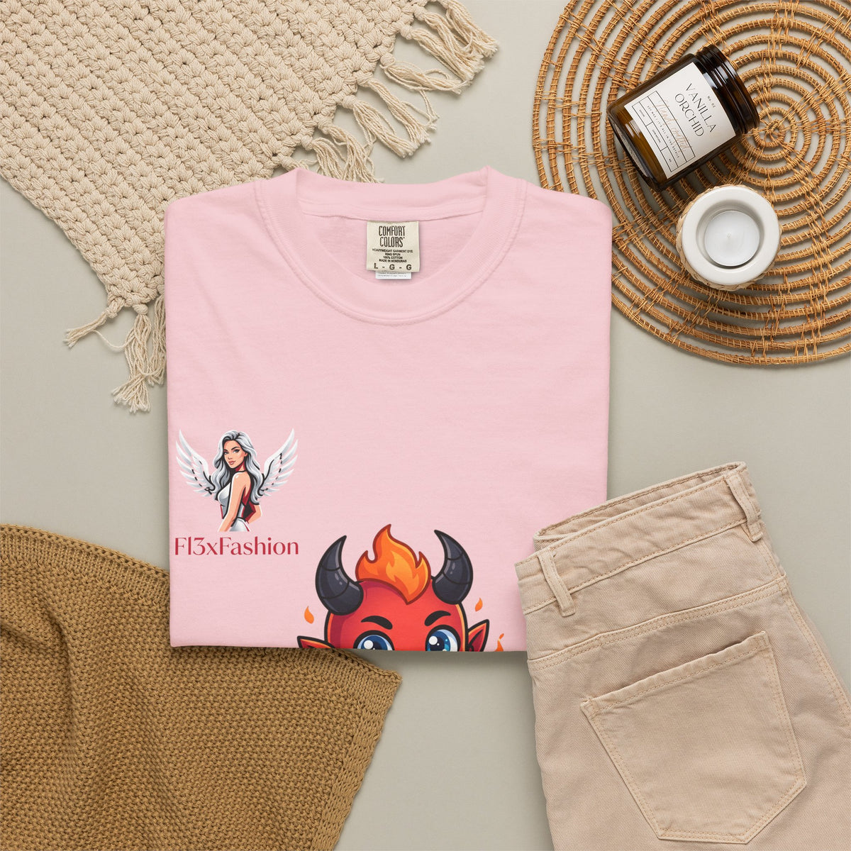 Devil Cartoon Graphic T-Shirt — Fiery Cute Demon Design
