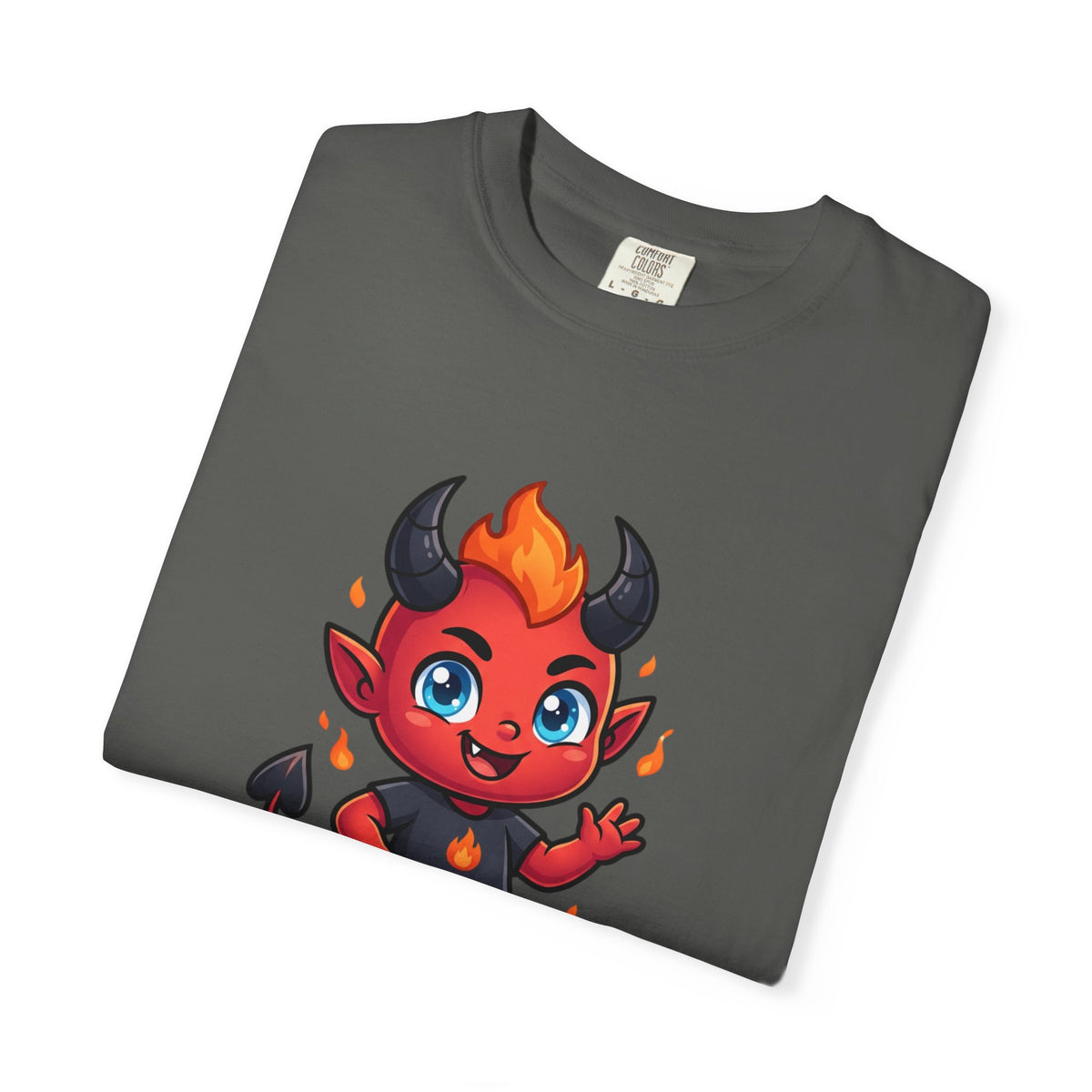 Devil Baby Graphic T-Shirt — Cute Red Demon Cartoon Tee with "FBfashionBaby" Script