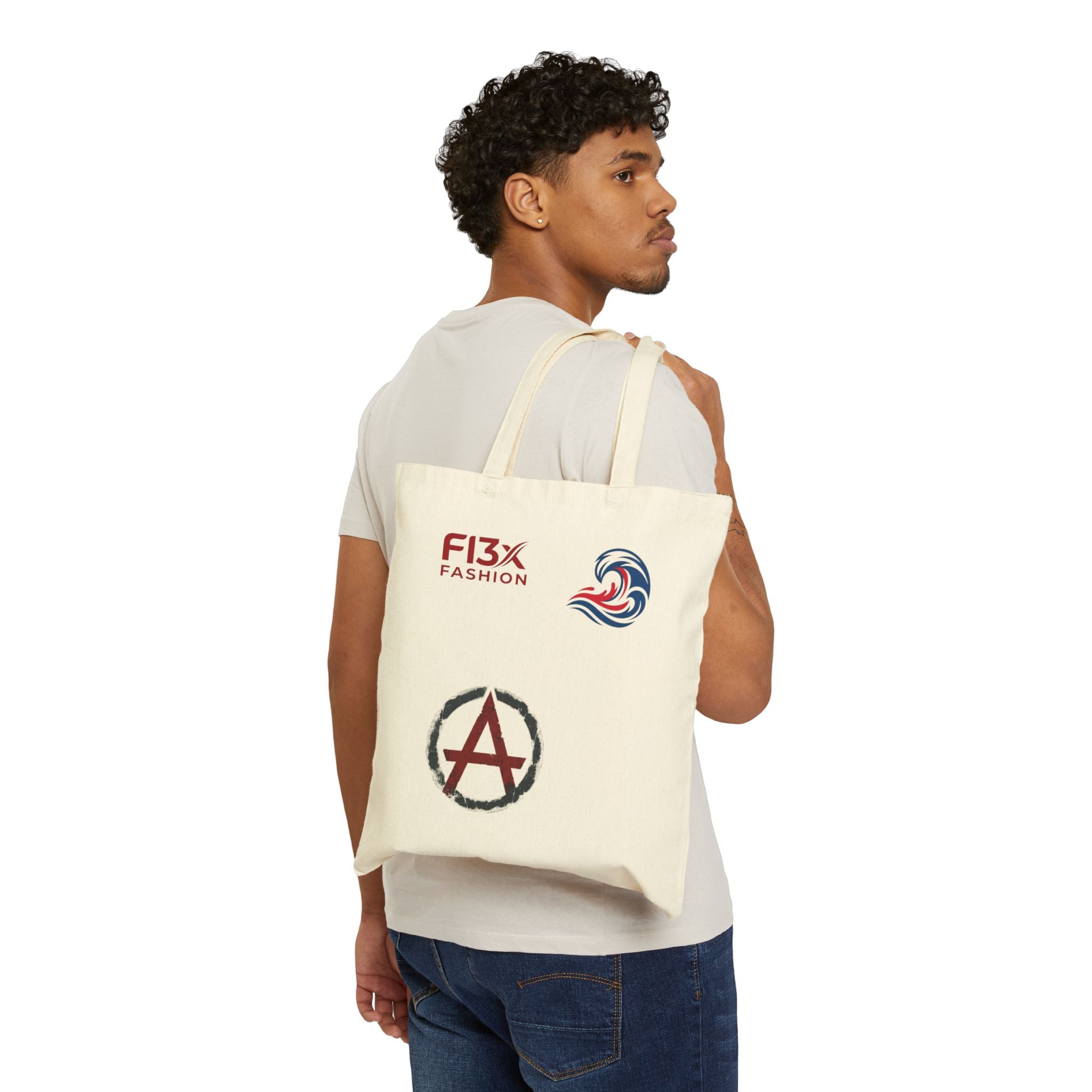 Graphic Canvas Tote Bag — 'ImaSoldier' & Emblem Print Cotton Shopper