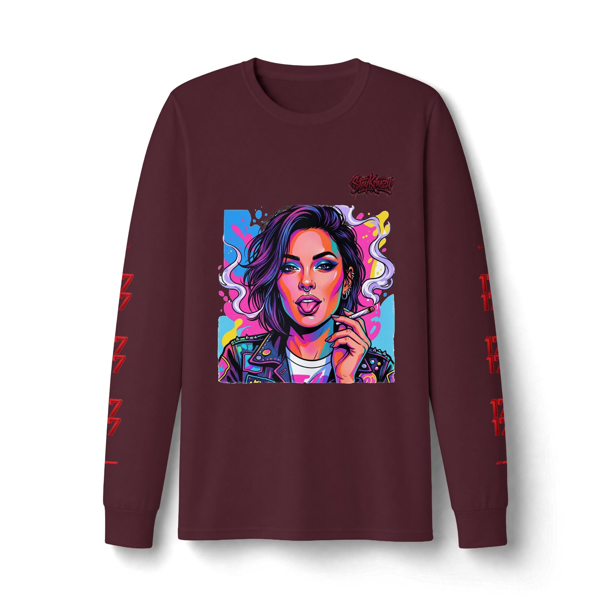 Long Sleeve Tee — Neon Pop Portrait Graphic