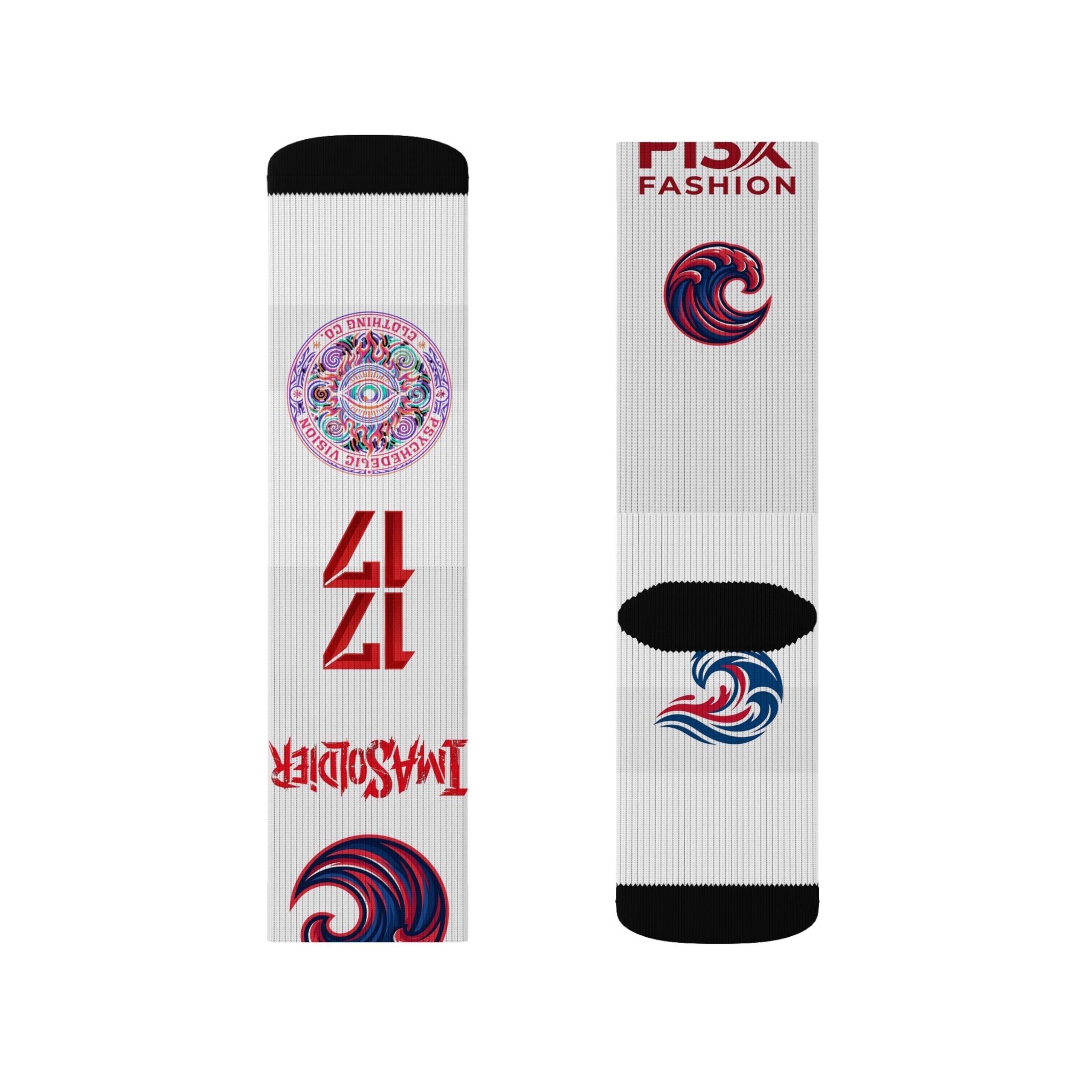 Custom Sublimation Logo Socks — F13X Fashion Branded Crew Socks