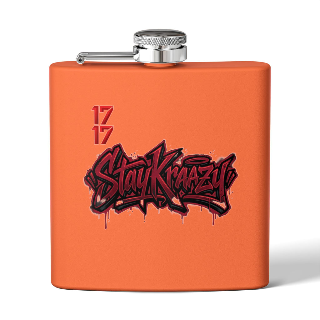 Flask — 'Stay Krazy' Graffiti Stainless Steel 6oz Hip-Hop Flask