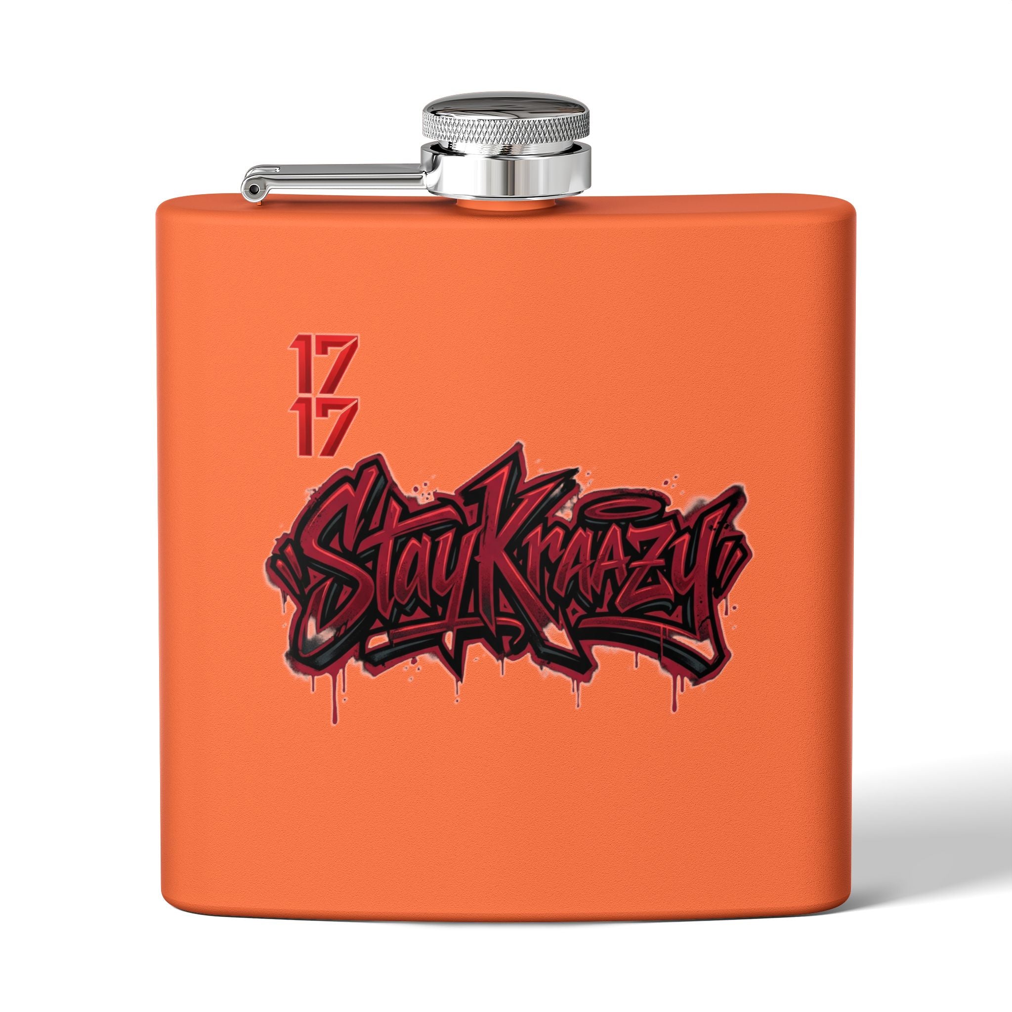 Flask — 'Stay Krazy' Graffiti Stainless Steel 6oz Hip-Hop Flask