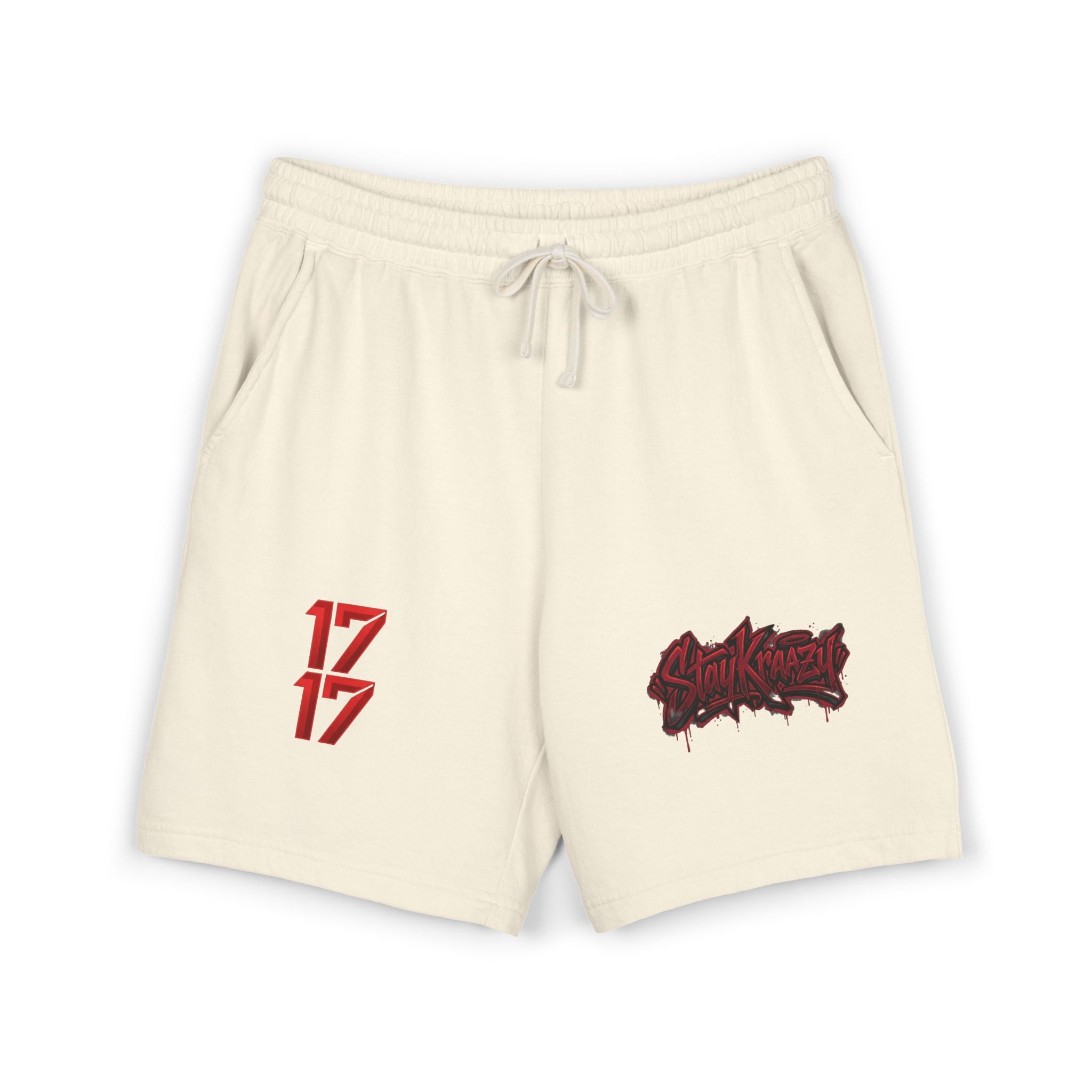 Fleece Sweat Shorts — Retro Egyptian Pyramids & 17 Graphic Lounge Shorts