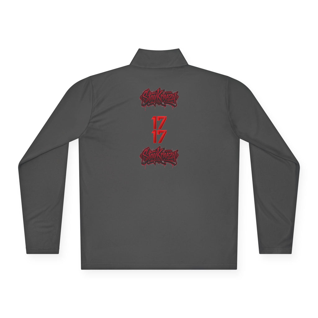 Quarter-Zip Pullover — Minimal Red '17' Logo Athletic Pullover