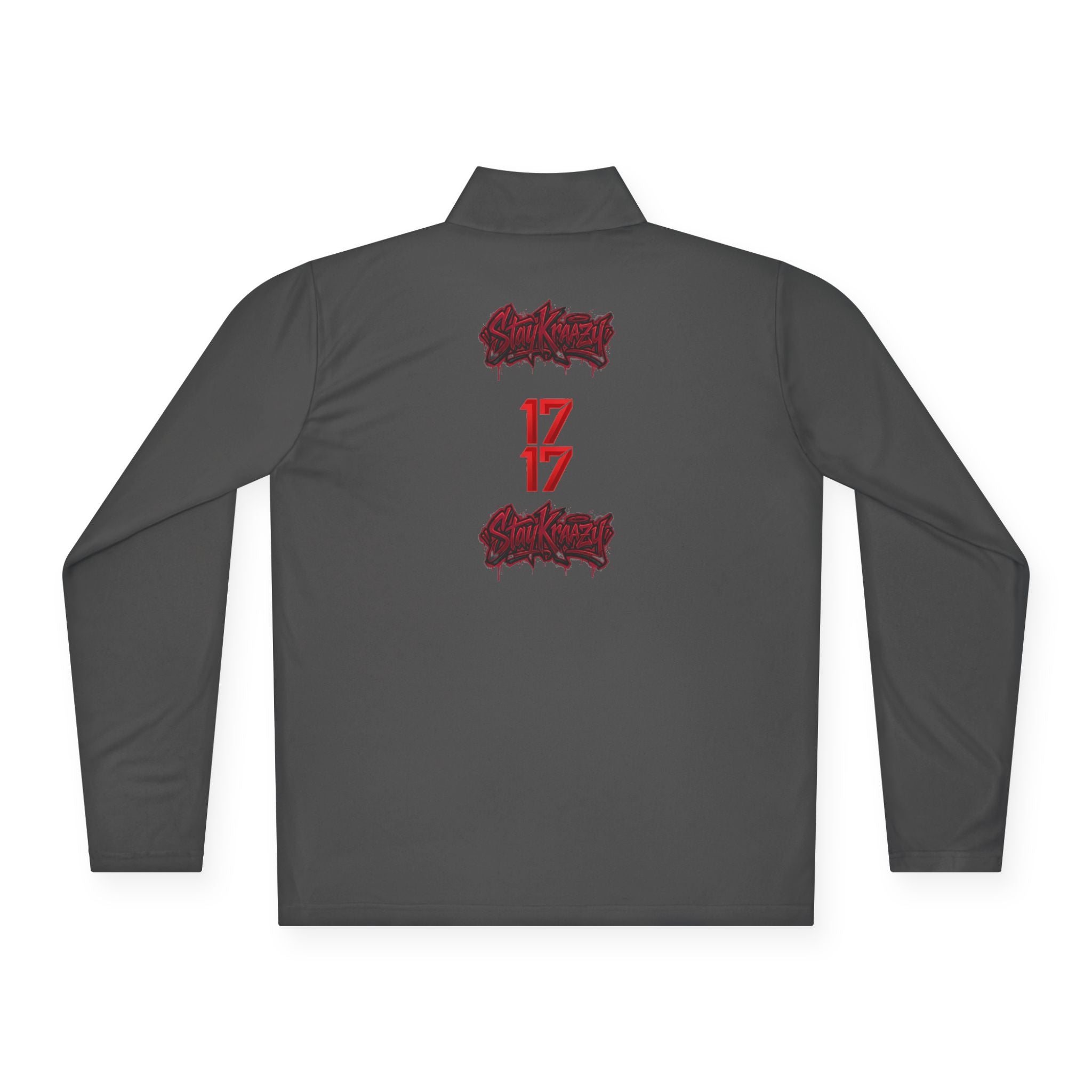 Quarter-Zip Pullover — Minimal Red '17' Logo Athletic Pullover