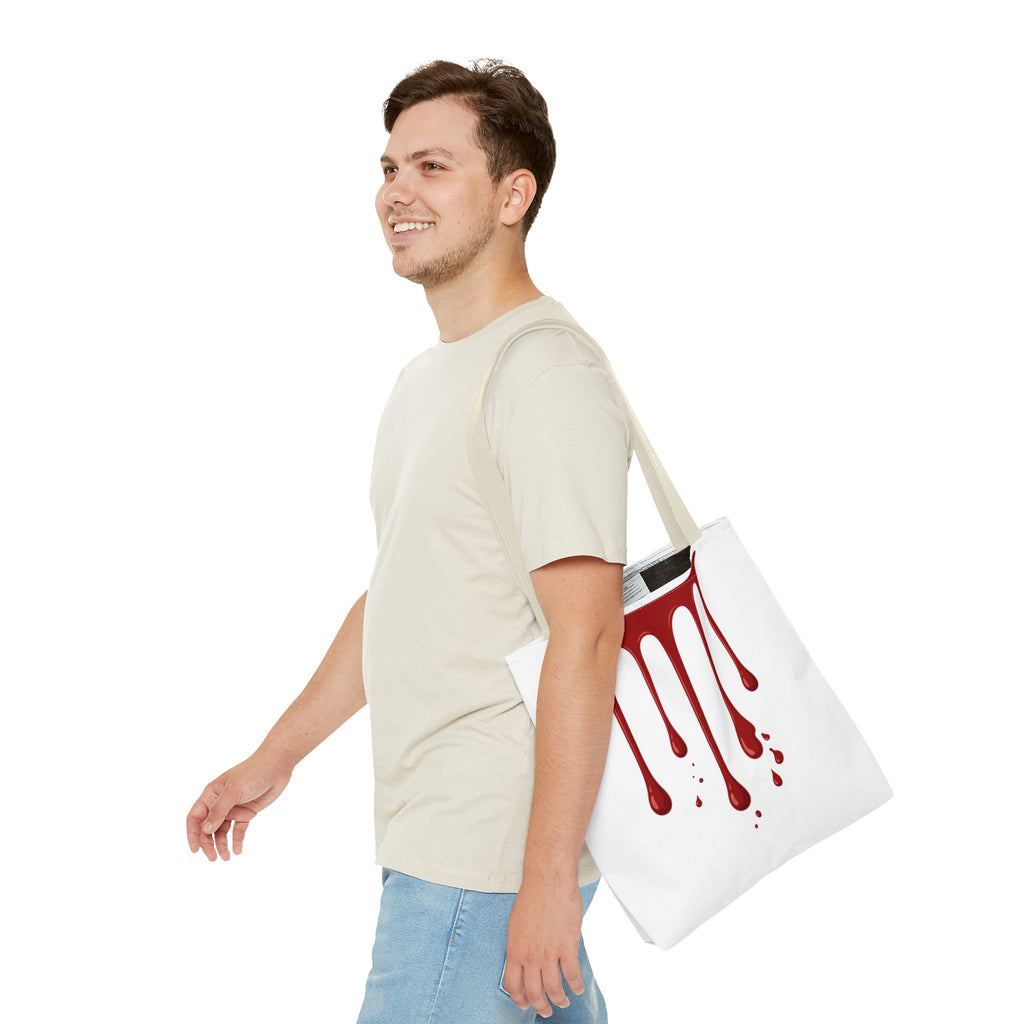 Dripping Blood Graphic Tote Bag — Red Horror Aesthetic Tote