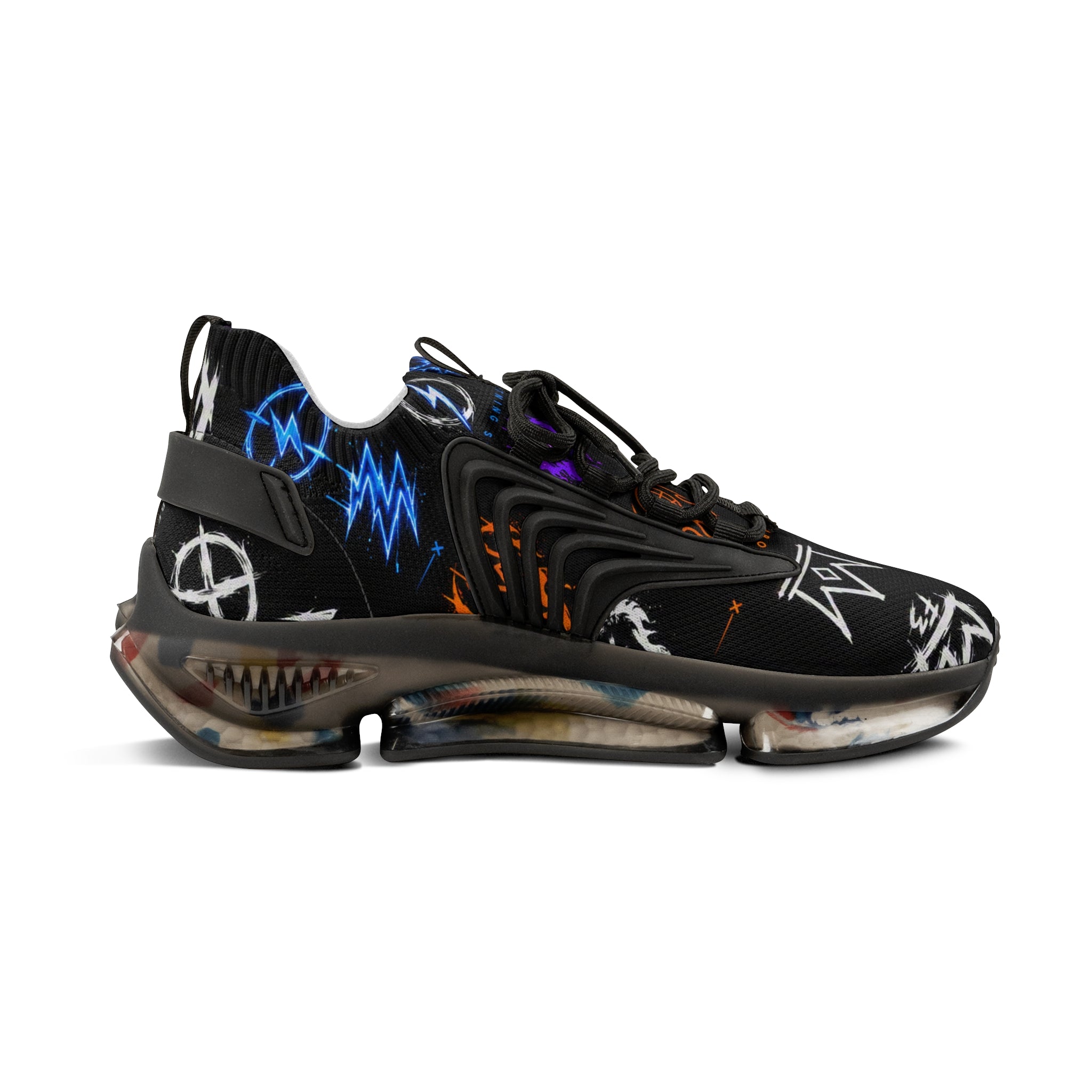 Men's Mesh Sneakers — Streetwear Graffiti Crown Print Athletic Shoes