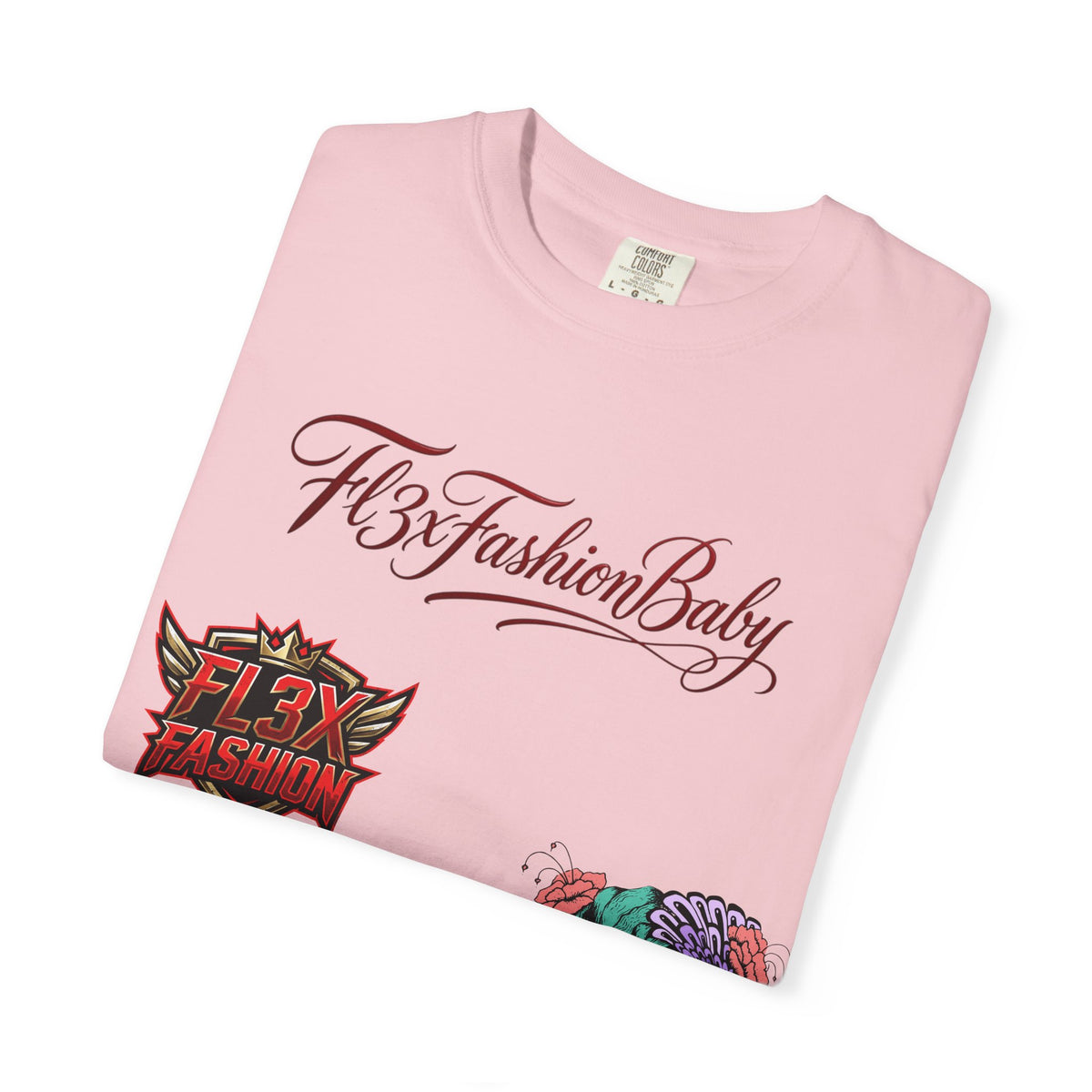 Artistic Floral Portrait T-Shirt — 'Fl3xFashionBaby' Graphic Tee