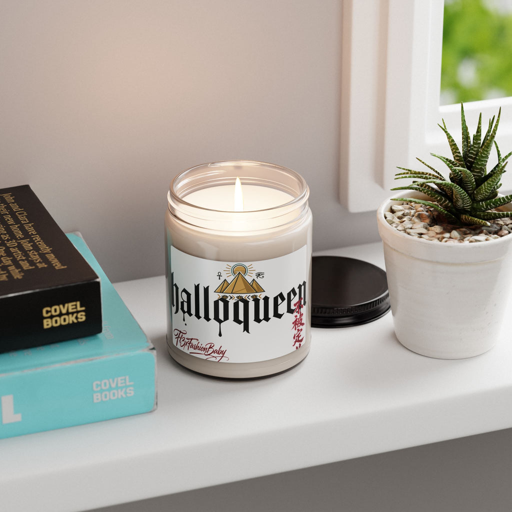 Soy Candle — "Halloqueen" Scented 9oz Jar (Pyramid & Gothic Design)