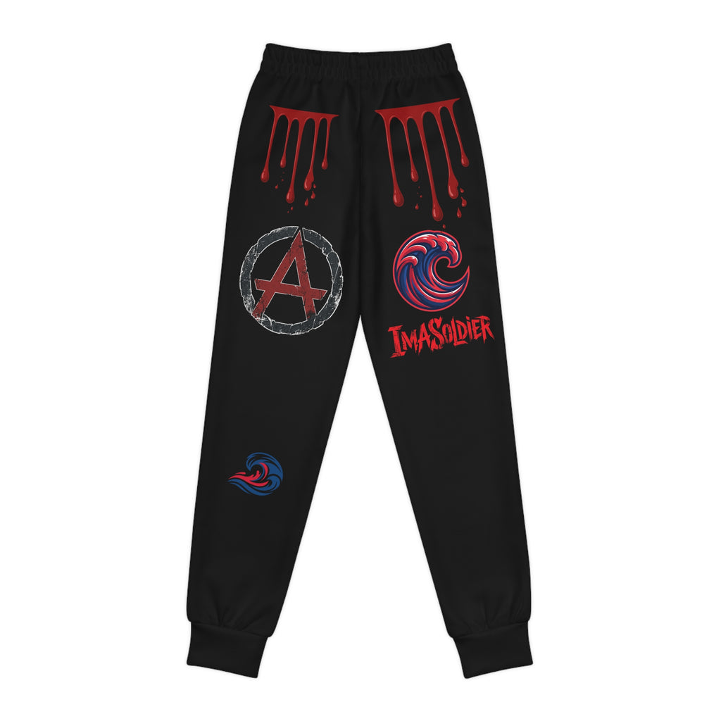 Youth Joggers — Red Drip & Graphic Logo All-Over-Print Sweatpants