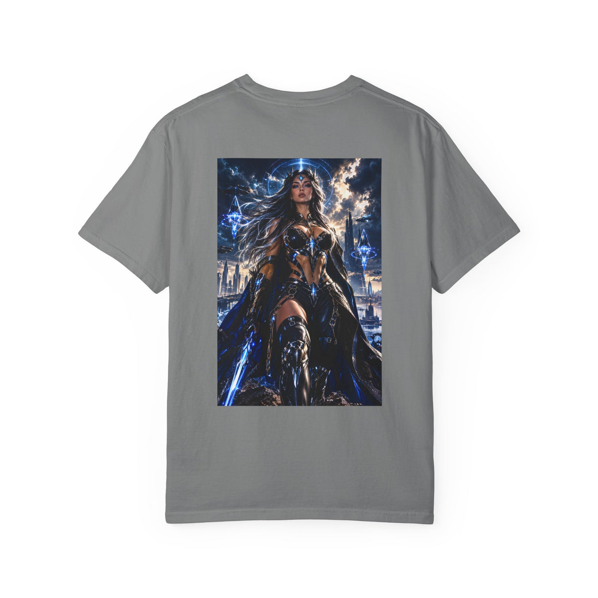 Graphic T-Shirt — Mythic Warrior Back Print with Crest Logos