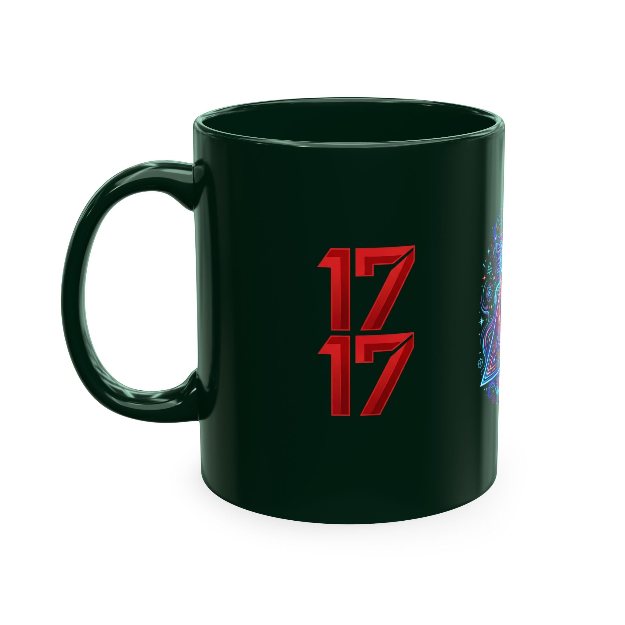 Ceramic Mug — Mystic Third Eye Pyramid Design with 7/17 Red Numerals
