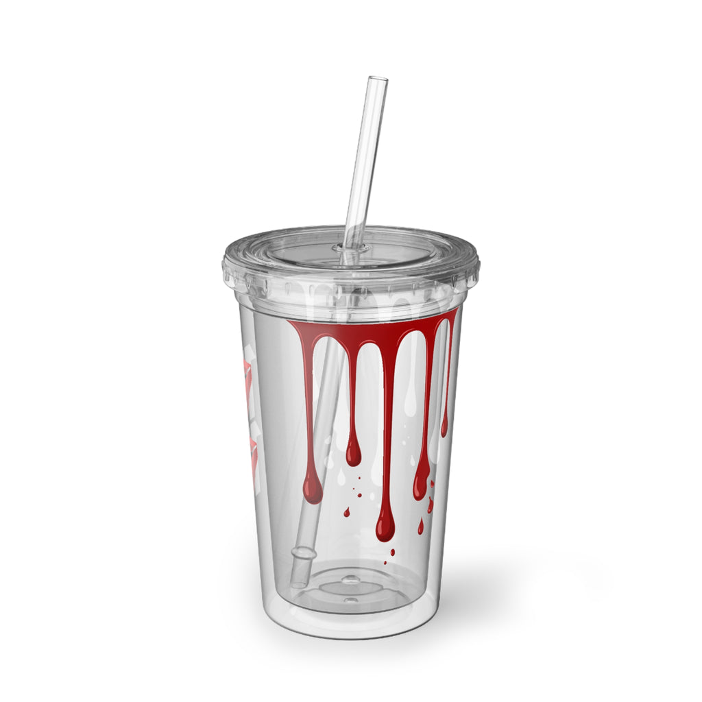 Acrylic Tumbler — Dripping Red Paint Design with '17' Graphics
