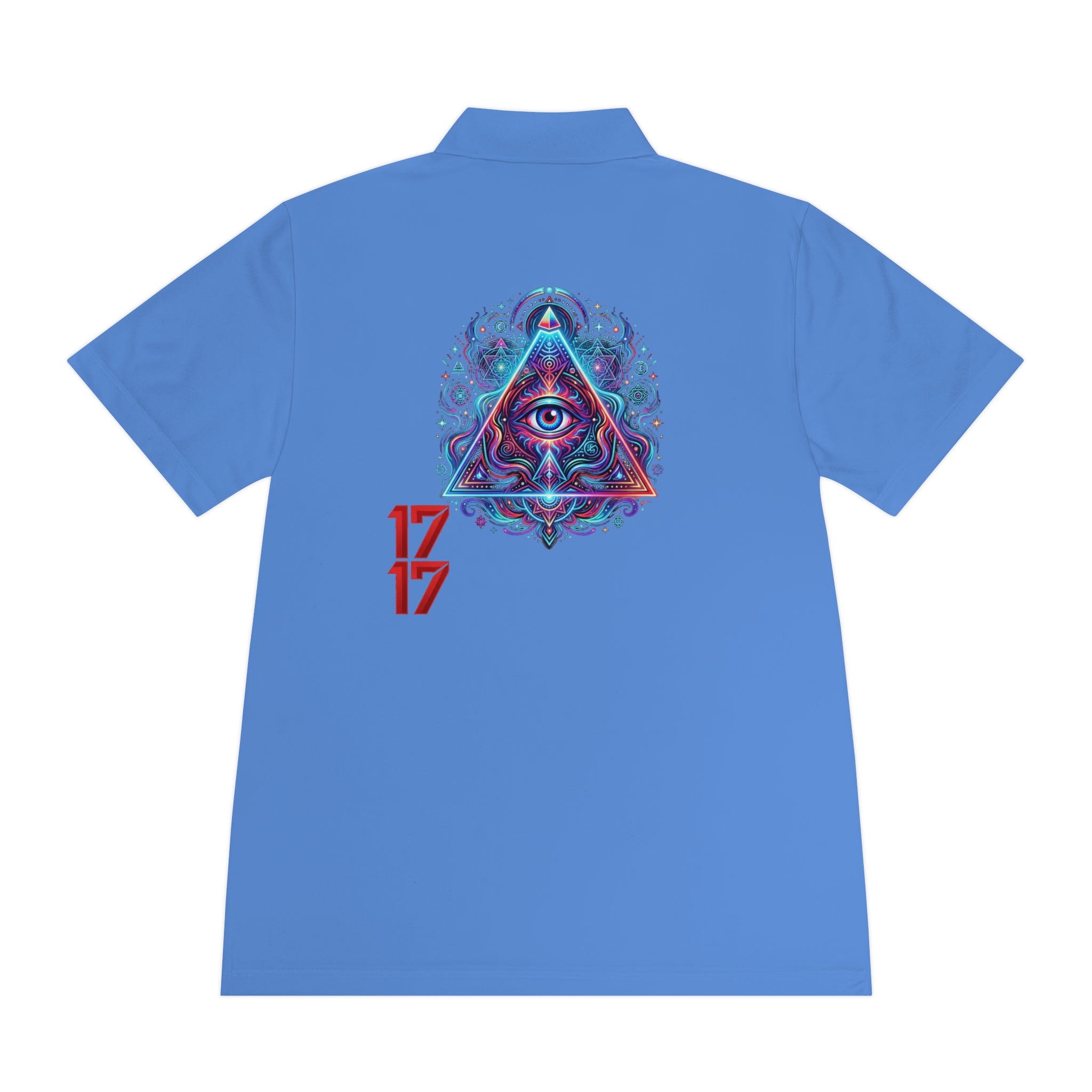Men's Polo Shirt — Mystic All-Seeing Eye Triangle Design with 17/17 Accent