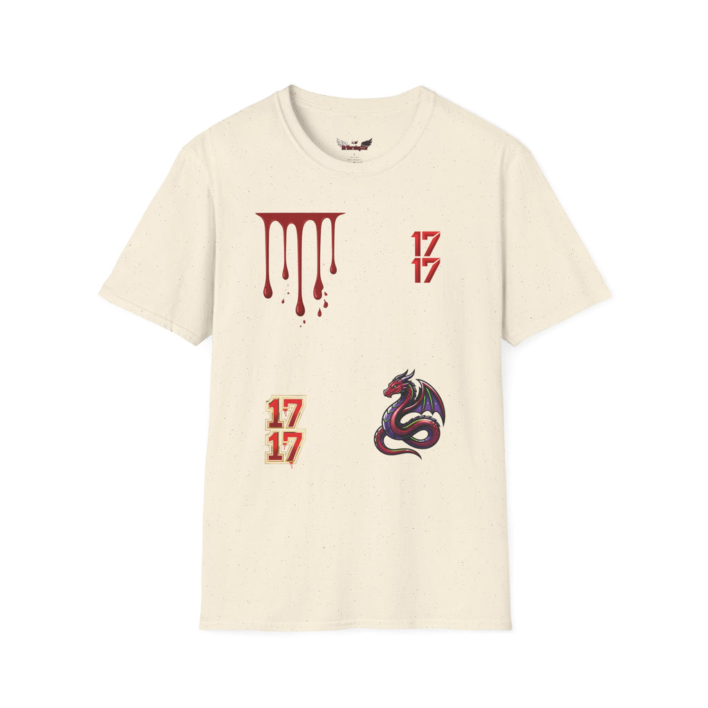 Graphic T-Shirt — Dripping Blood & 17/17 Snake Design