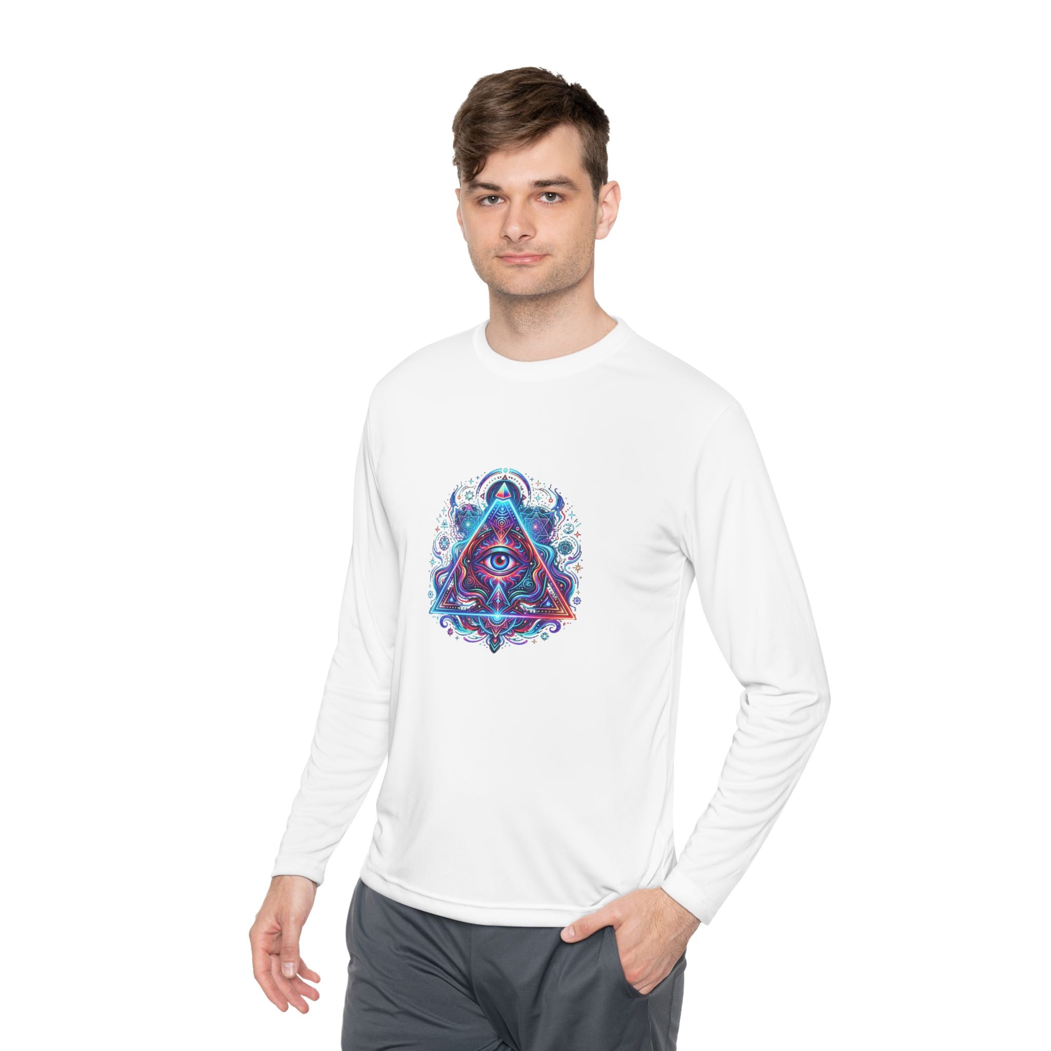 All-Seeing Eye Triangle Long Sleeve Tee — Psychedelic Mystic Graphic Shirt