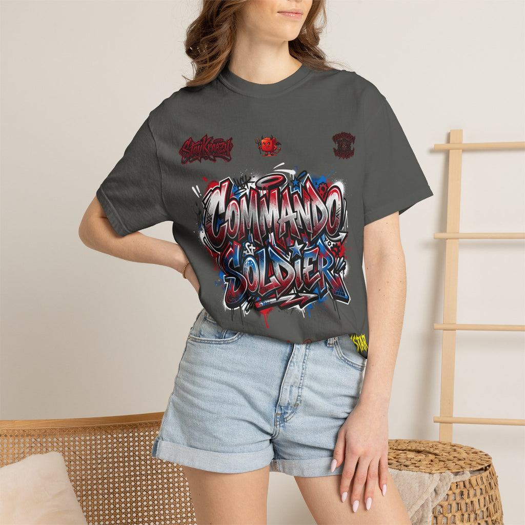 Commando Soldier Graphic T-Shirt — Streetwear Graffiti Design
