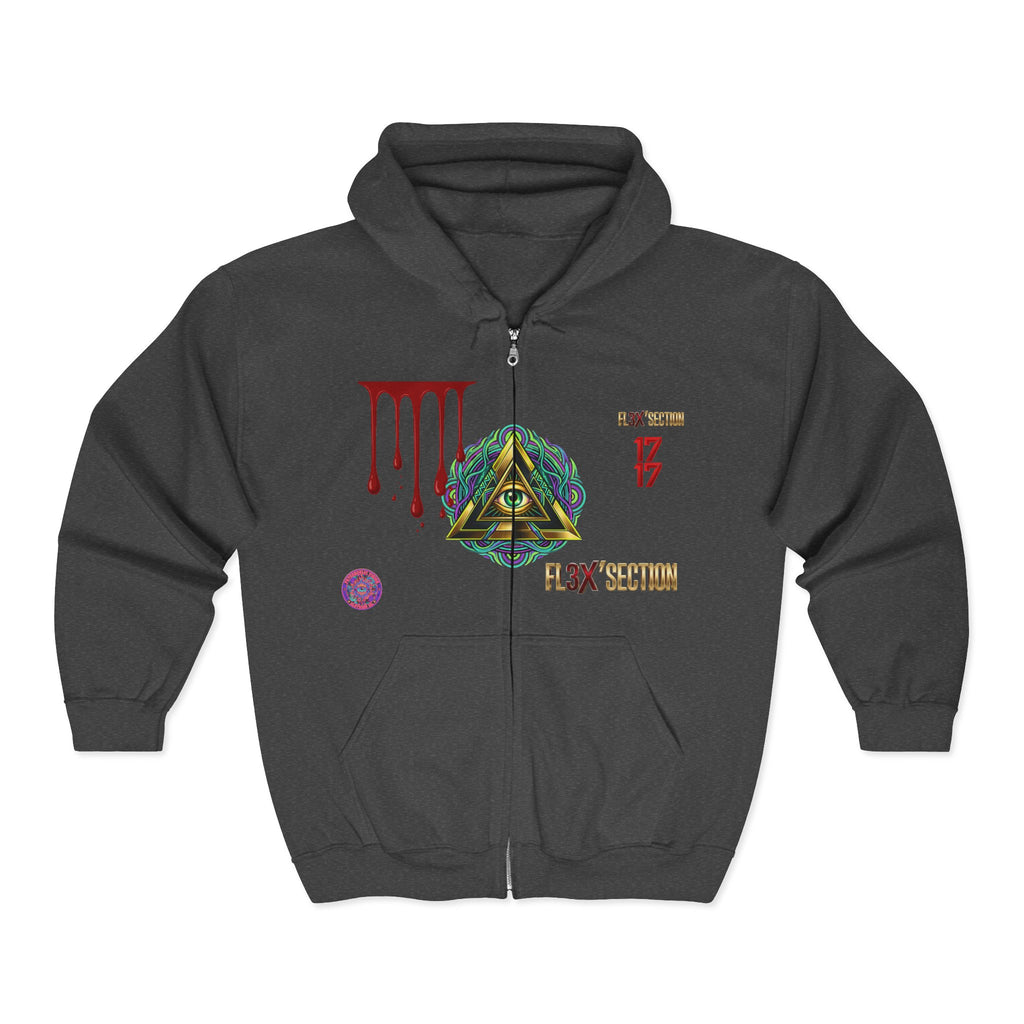 All-Seeing Eye Zip Hoodie — Psychedelic Geometric Graphic Sweatshirt