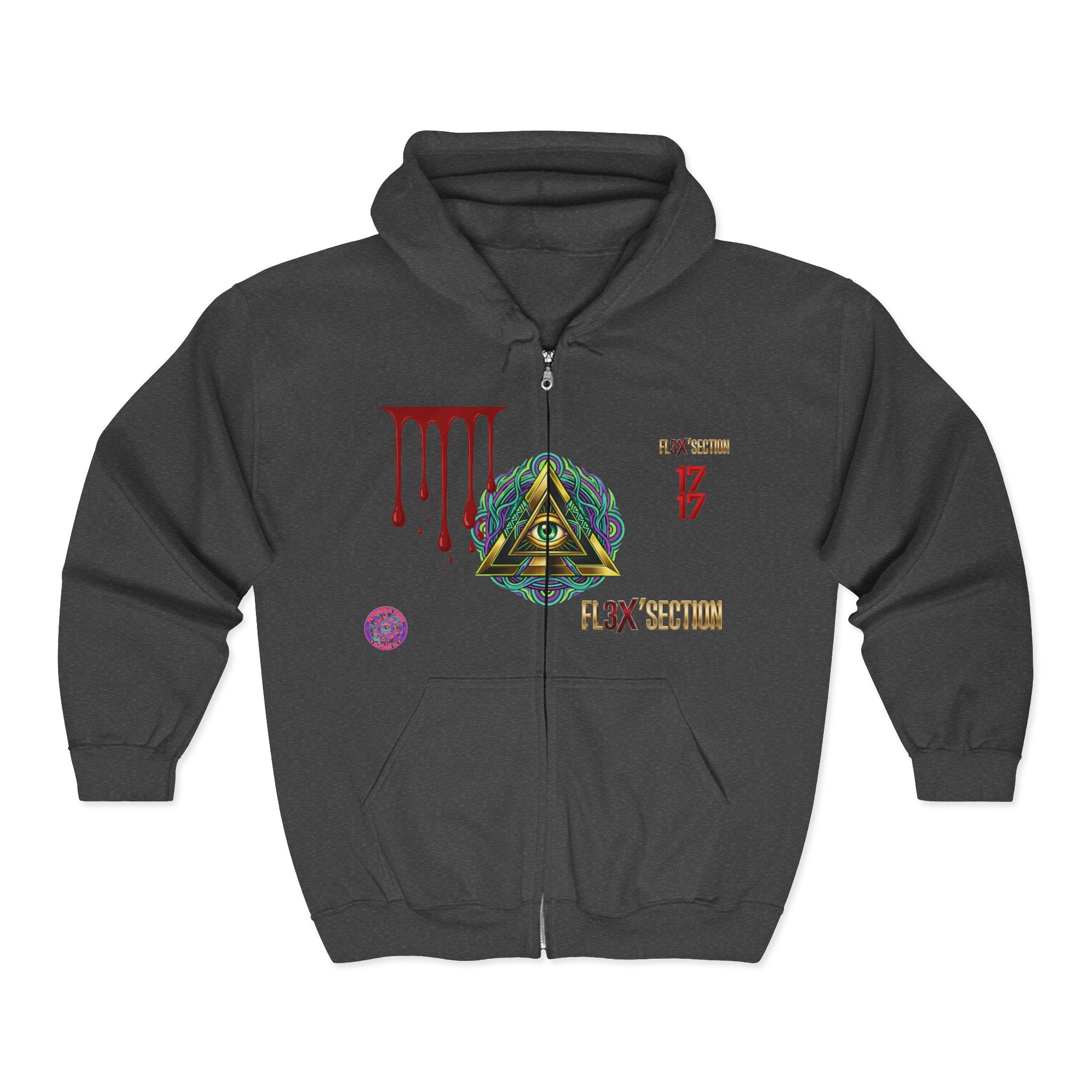 All-Seeing Eye Zip Hoodie — Psychedelic Geometric Graphic Sweatshirt