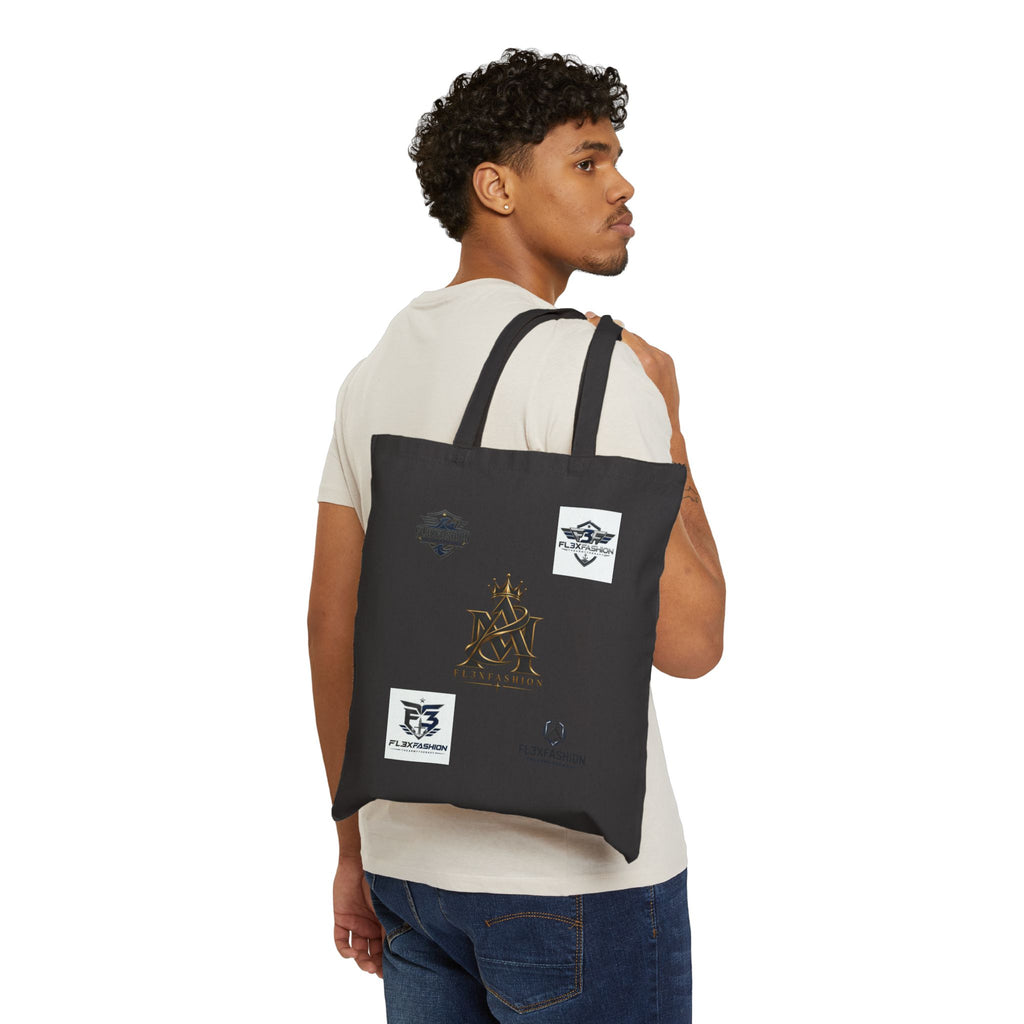 Canvas Tote Bag — Minimal Monogram Logos Cotton Shopper