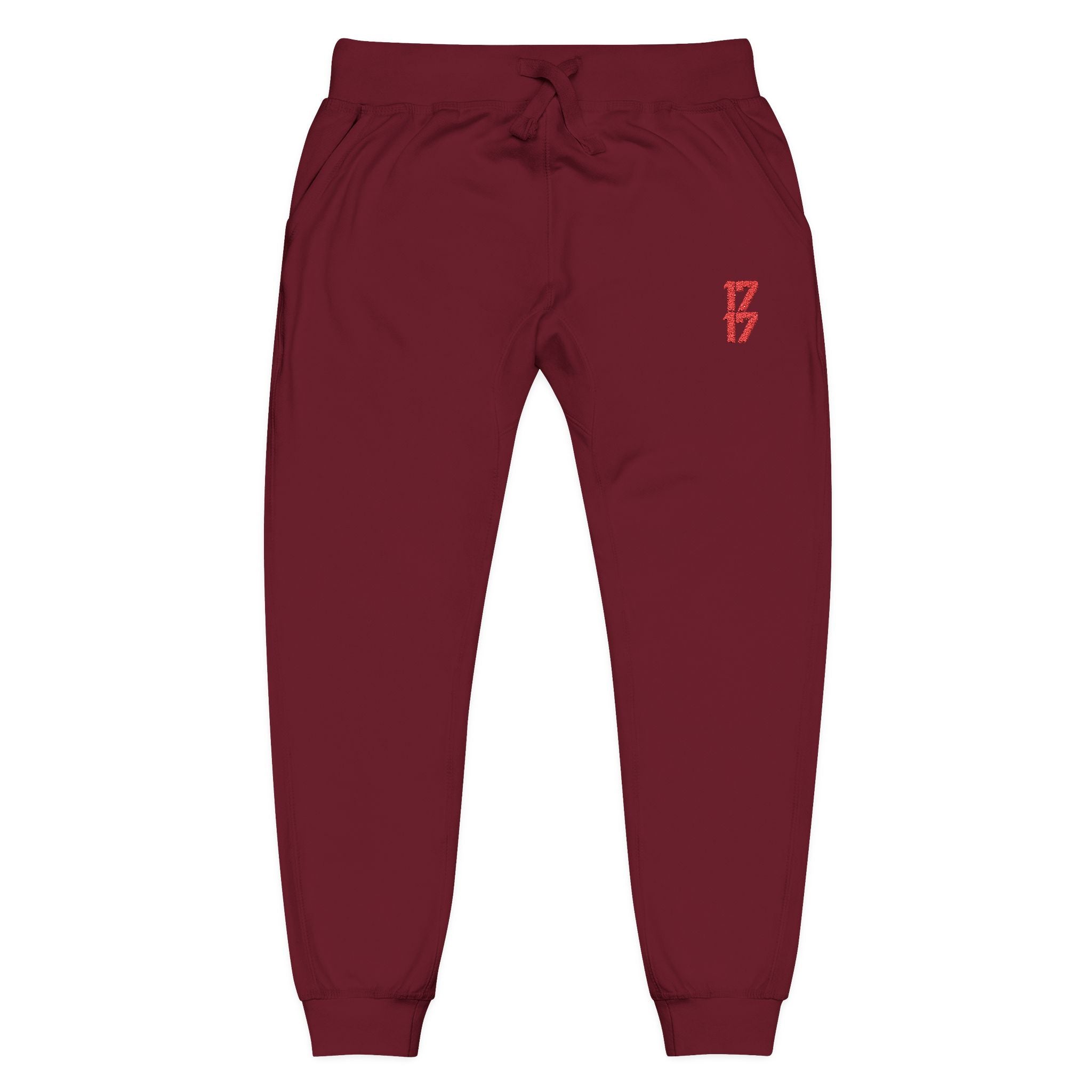 Embroidered '17' Fleece Sweatpants — Cozy Casual Joggers