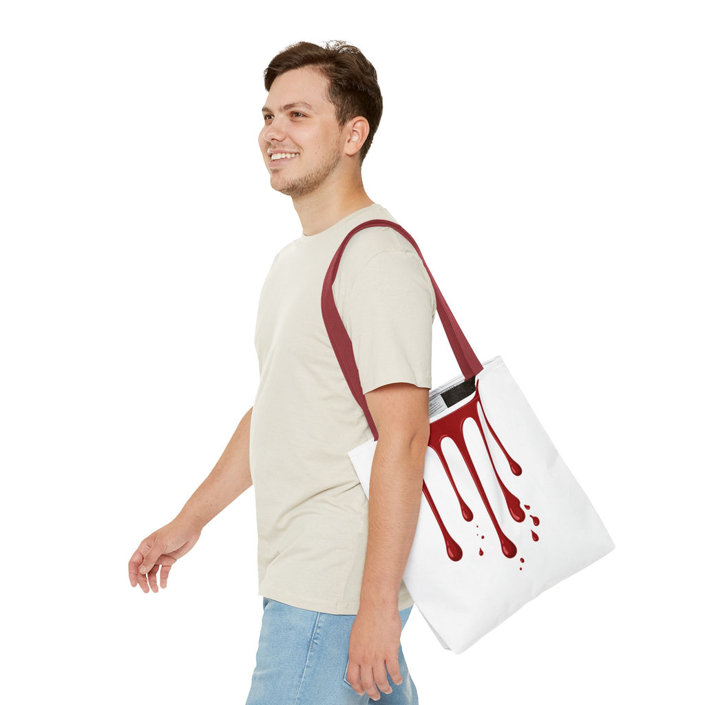 Dripping Blood Graphic Tote Bag — Red Horror Aesthetic Tote