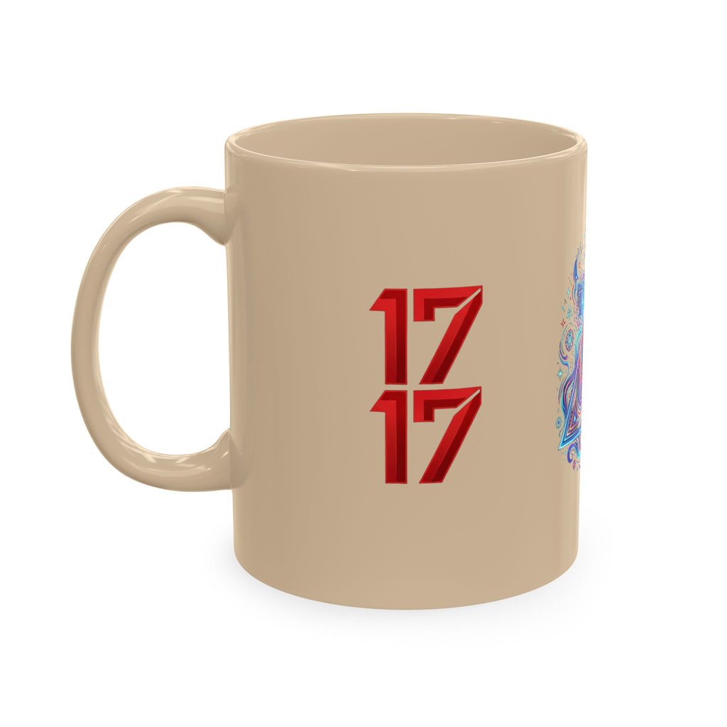 Ceramic Mug — Mystic Third Eye Pyramid Design with 7/17 Red Numerals