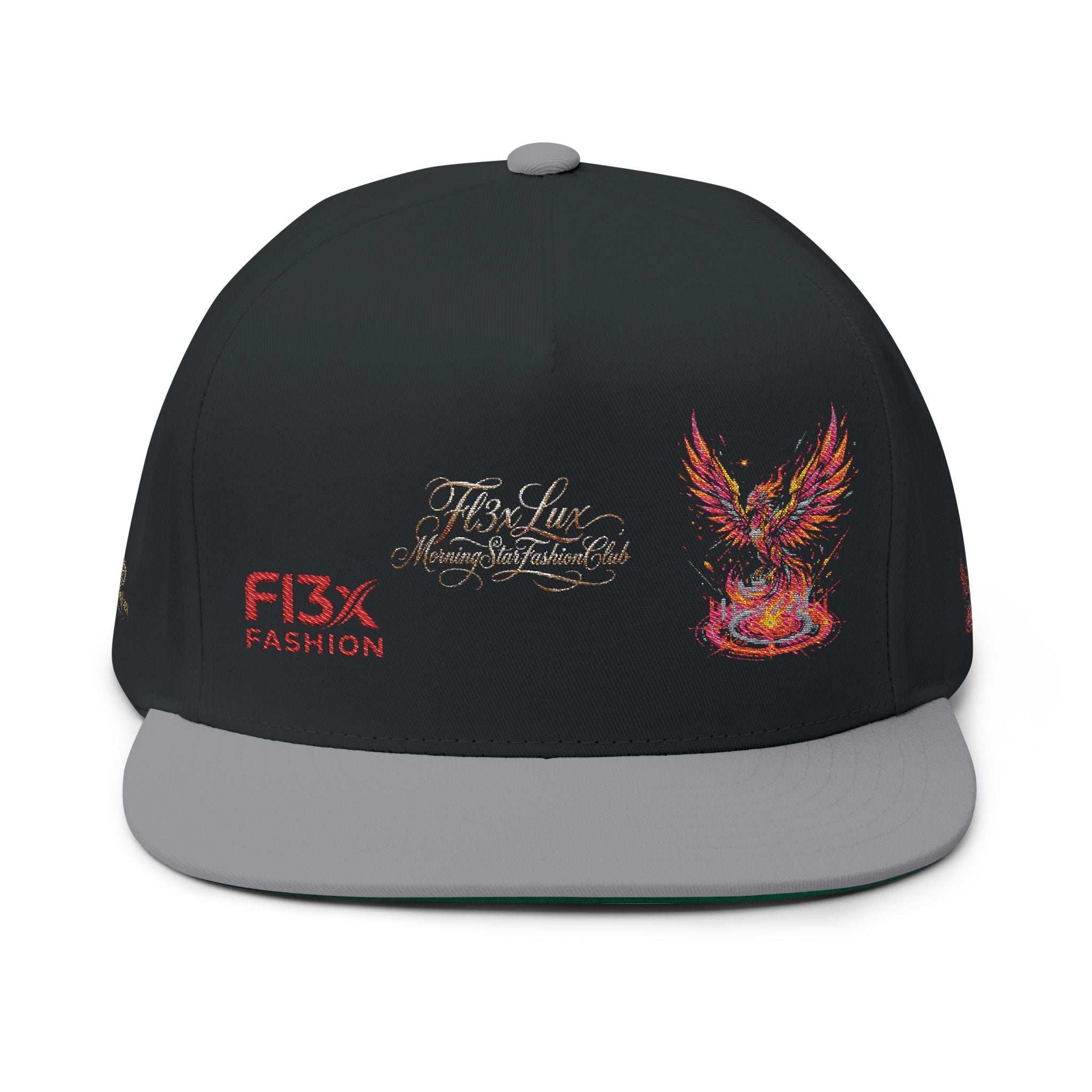 Embroidered Phoenix Flat Bill Cap — F13X Fashion Streetwear Snapback